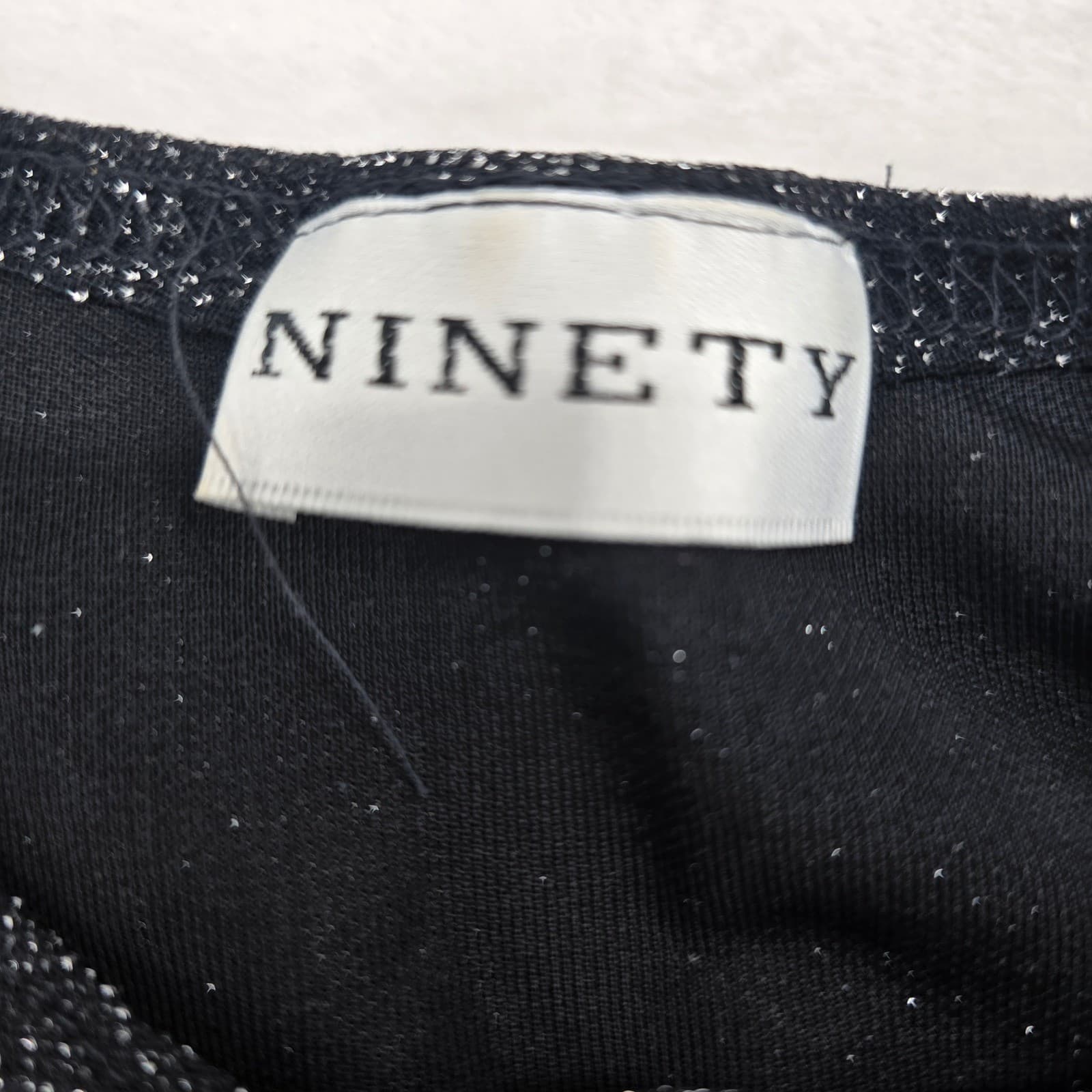 Ninety Cardigan Womens Small Cardigan Black Silver Lurex Sparkle Button Front - Thumbnail 2