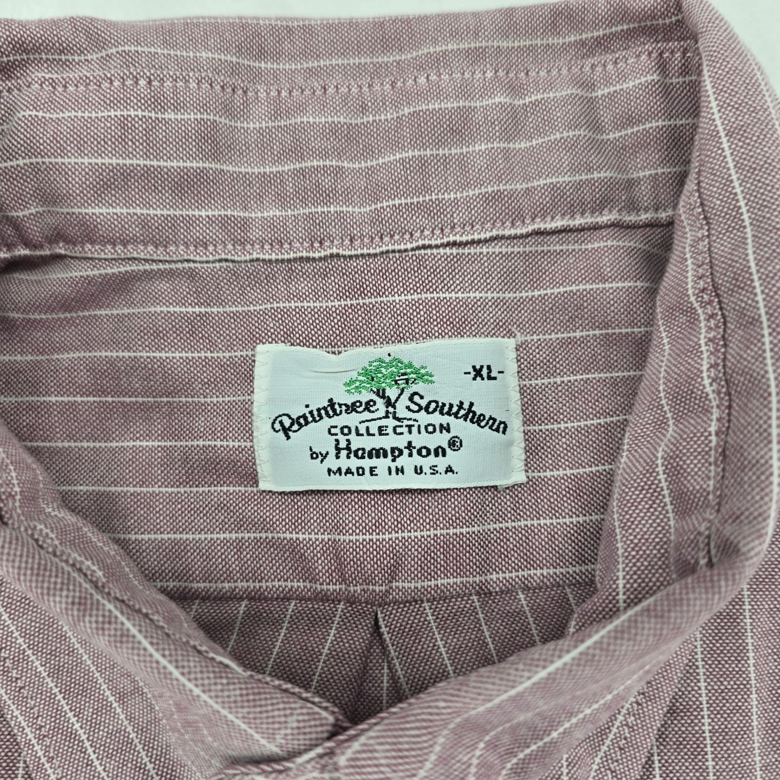 Raintree Southern Button Down Mens XL Shirt Burgundy Pinstripe Mallard Duck USA - Thumbnail 2