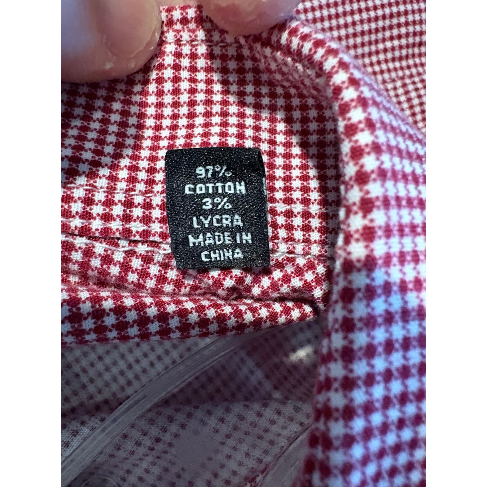 Jones New York Signature Dress Shirt Stretch Red Checkered Mens Size M - Thumbnail 4