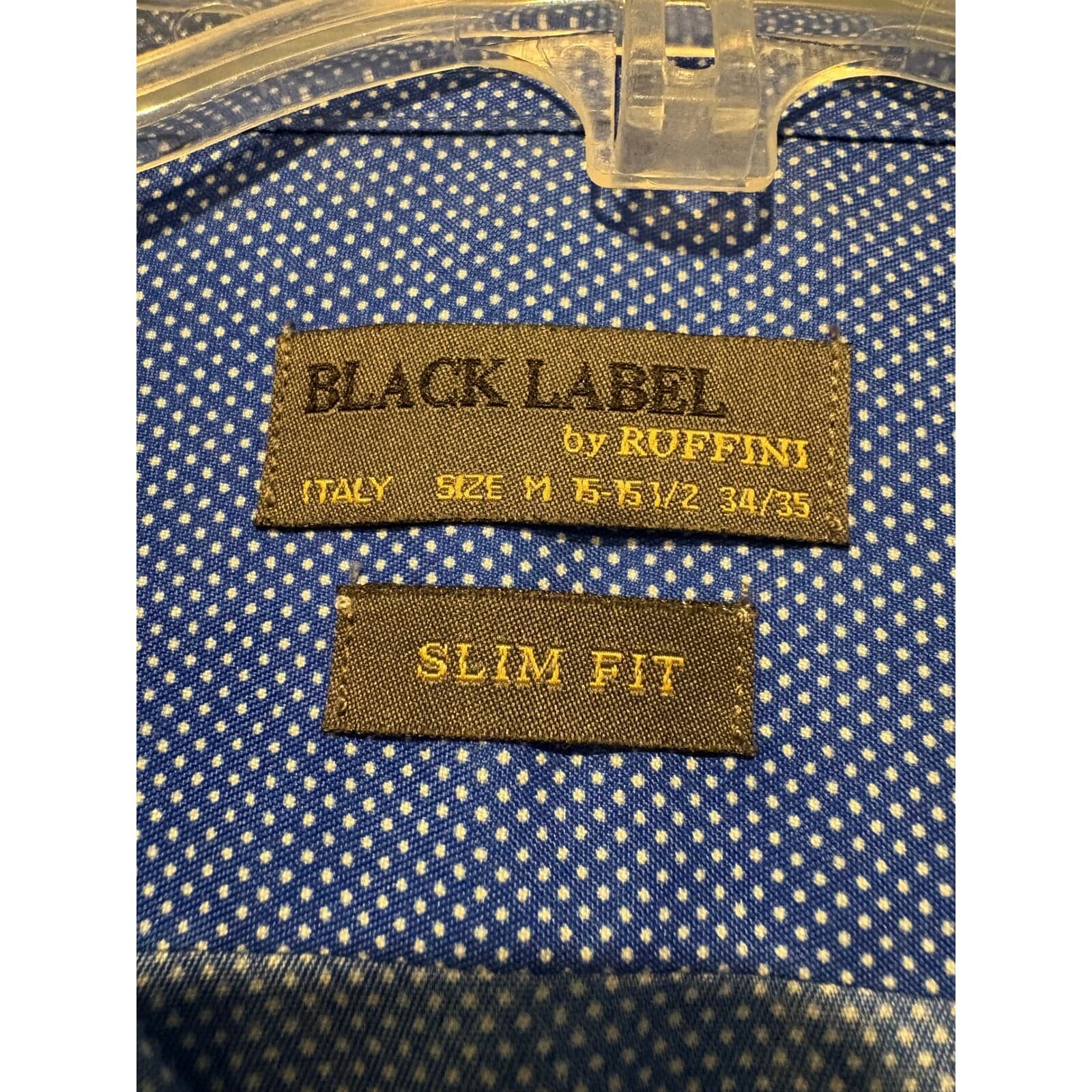 Black Label by Ruffini Dress Shirt Slim Fit Dotted Pattern Size M - Thumbnail 2