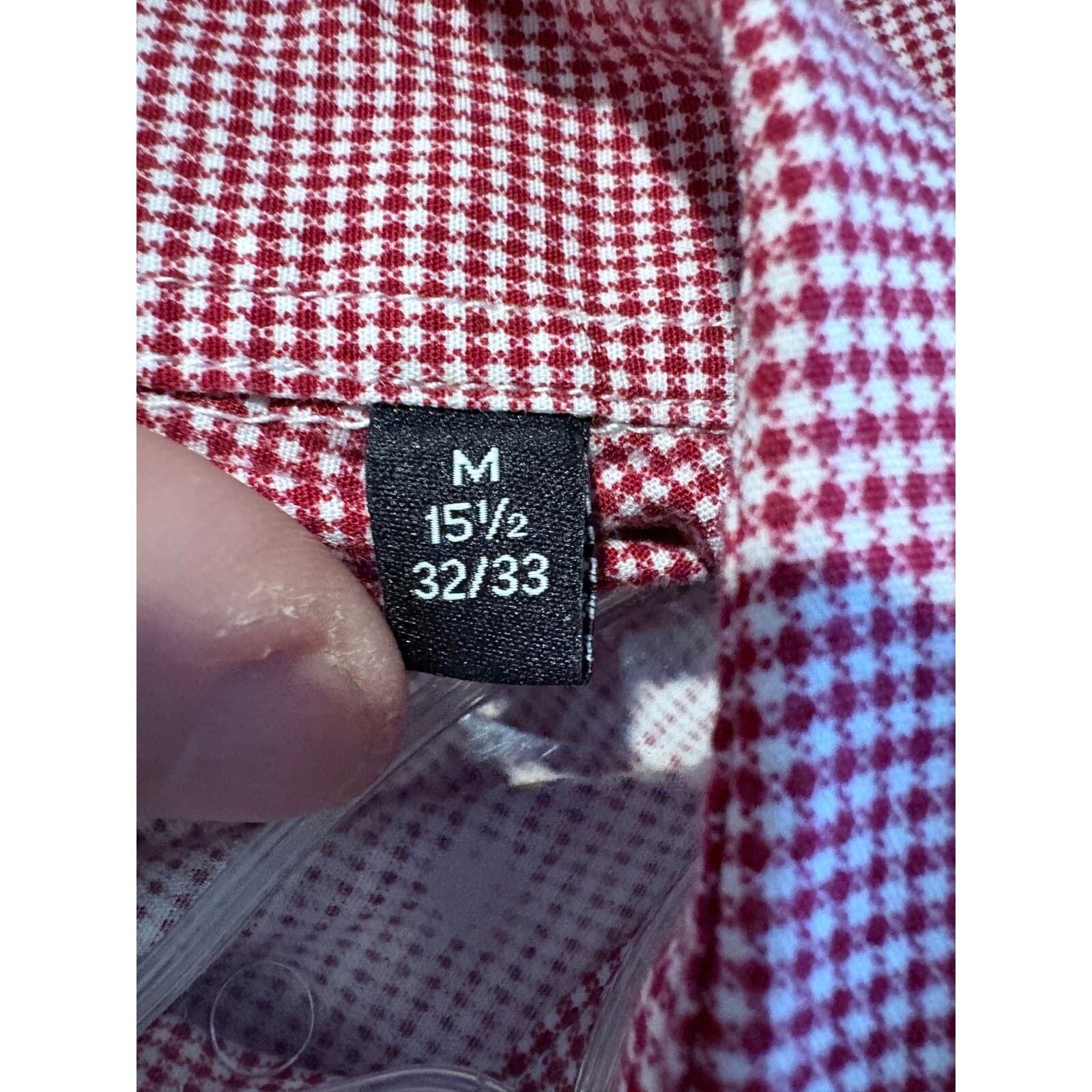 Jones New York Signature Dress Shirt Stretch Red Checkered Mens Size M - Thumbnail 5