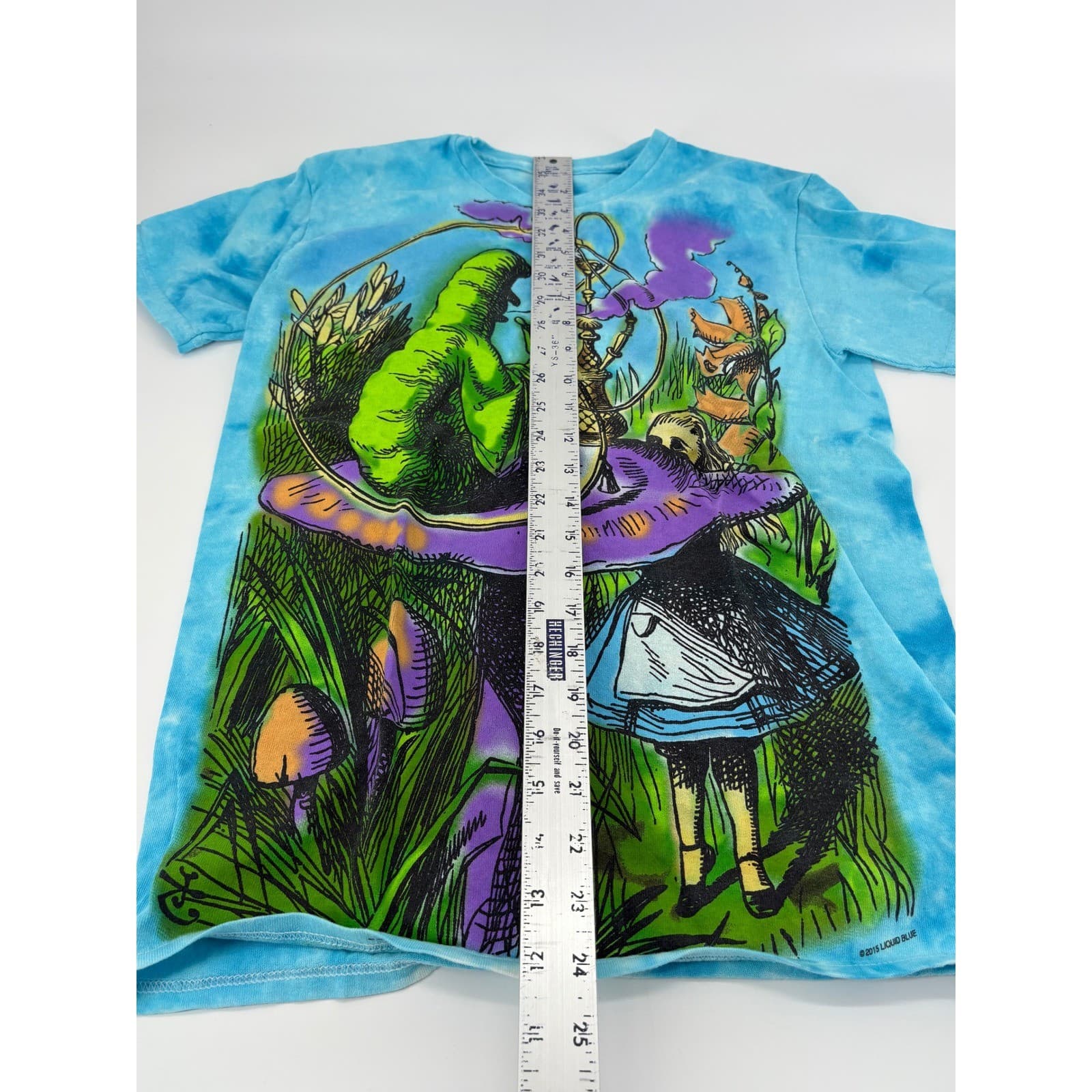 Liquid Blue Alice in Wonderland Caterpillar Tie Dye Graphic T-Shirt Small - Thumbnail 4