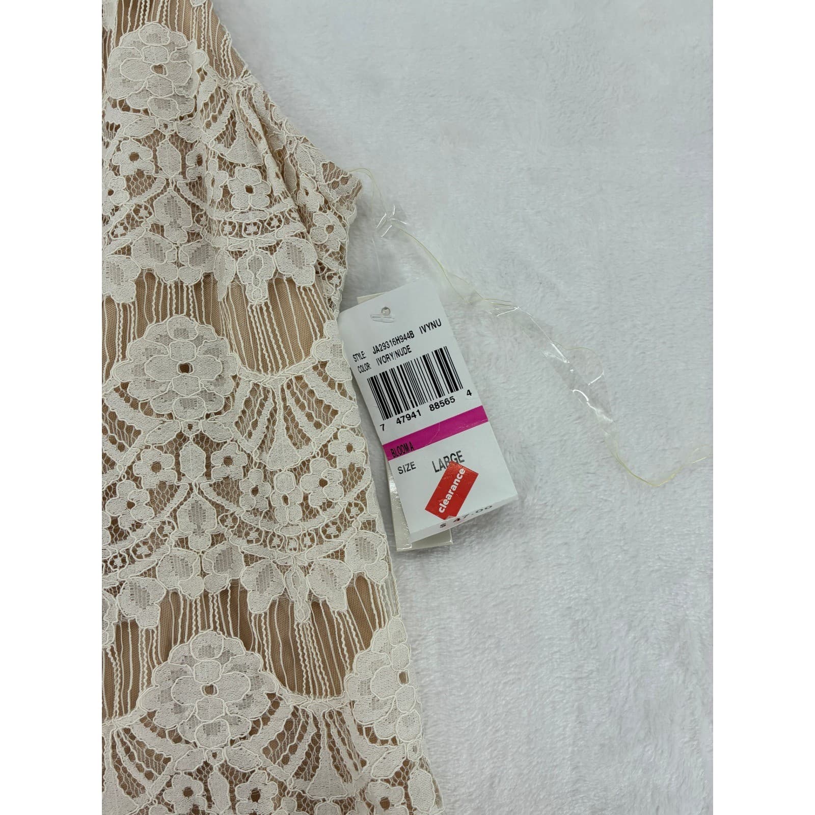 Speechless Dress Womens Large Shift Ivory Nude Floral Lace Overlay - Thumbnail 3