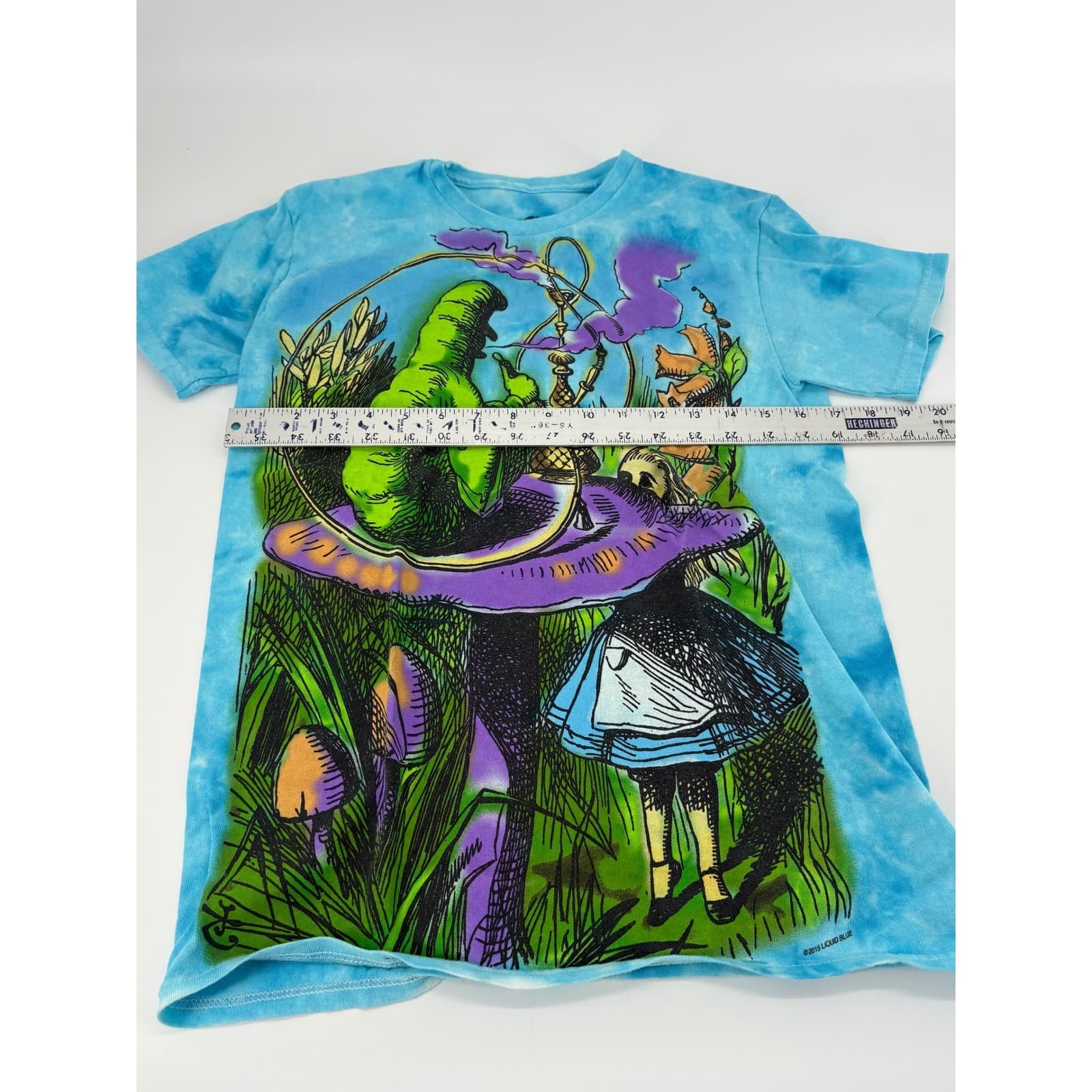 Liquid Blue Alice in Wonderland Caterpillar Tie Dye Graphic T-Shirt Small - Thumbnail 3