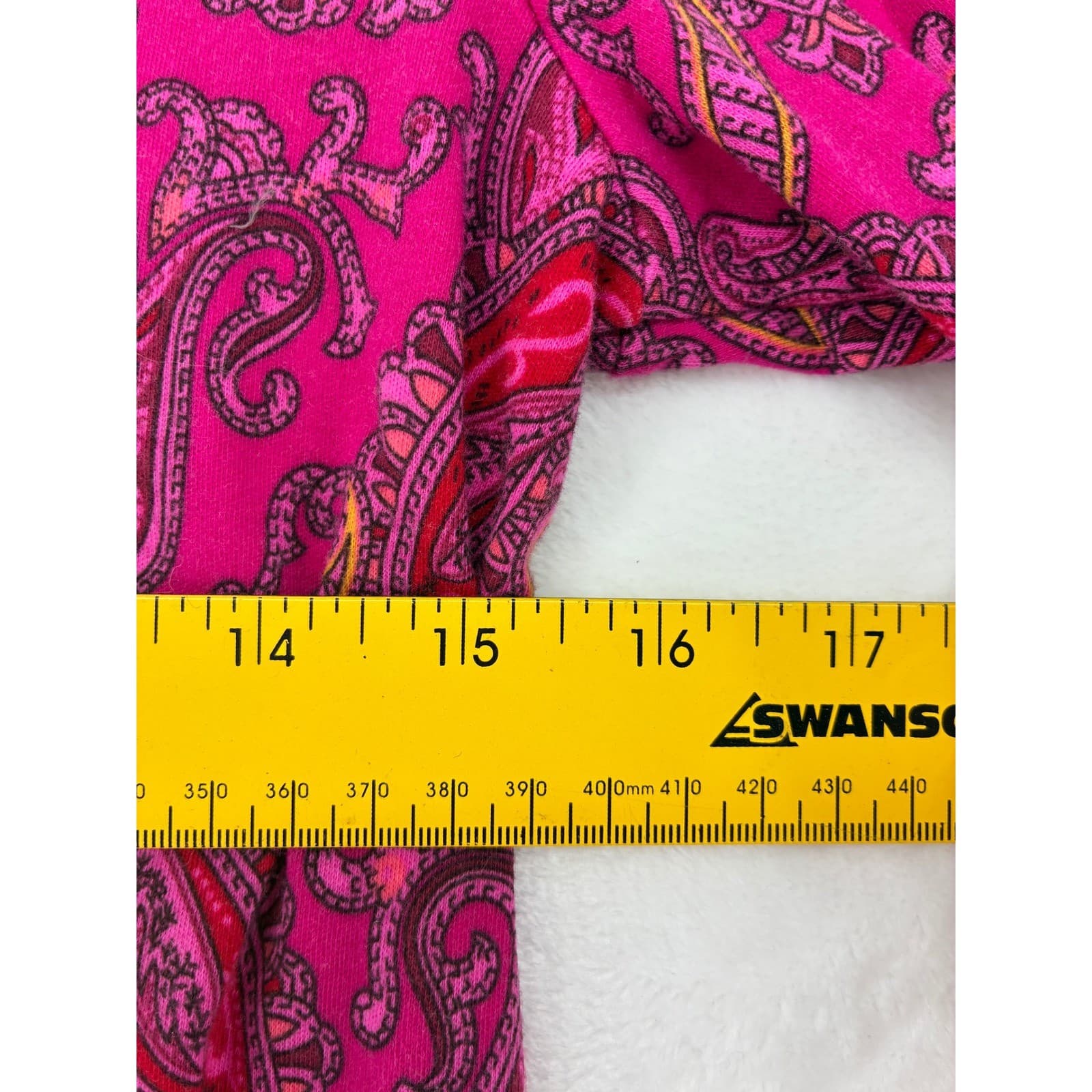 White Stag Top Womens S 4-6 3/4 Sleeve Fuchsia Pink Paisley Cotton WL49124P - Thumbnail 5