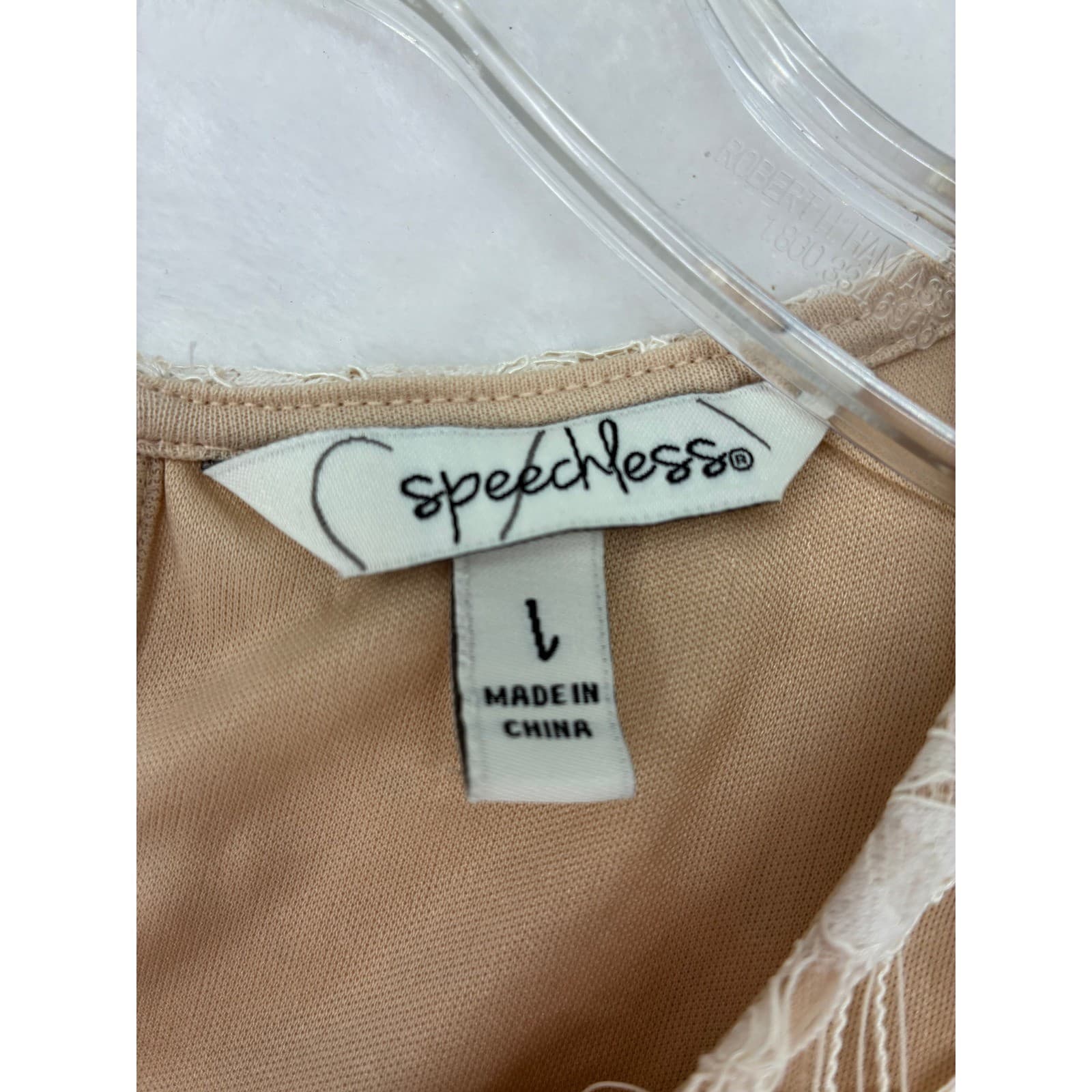 Speechless Dress Womens Large Shift Ivory Nude Floral Lace Overlay - Thumbnail 2