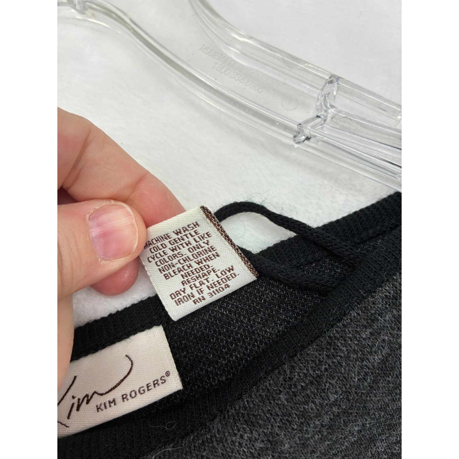 Kim Rogers Poncho Womens S Black Gray Striped Fringe V-Neck Acrylic Wrap - Thumbnail 3