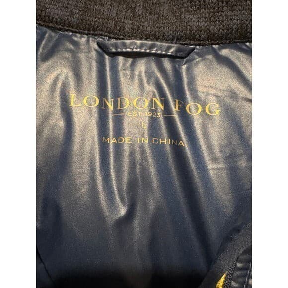 London Fog Jacket Womens L Blue Puffer Fleece Panels Full Zip Athletic Large - Thumbnail 2
