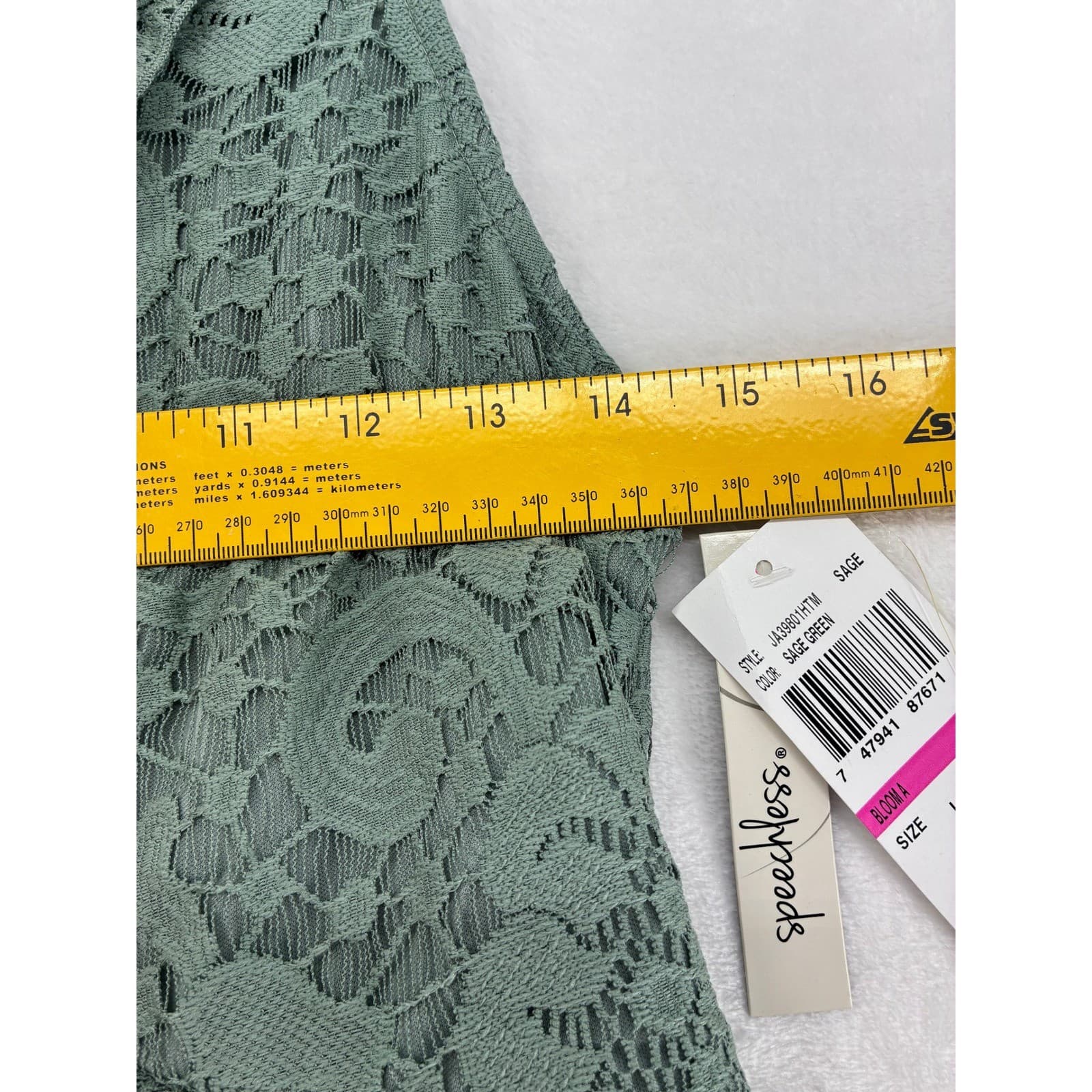 Speechless Lace Dress Womens Large Mini Dress Sage Green Ruffle V-Neck - Thumbnail 4