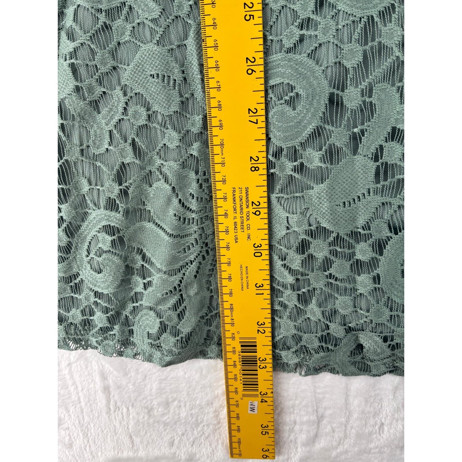Speechless Lace Dress Womens Large Mini Dress Sage Green Ruffle V-Neck - Thumbnail 5
