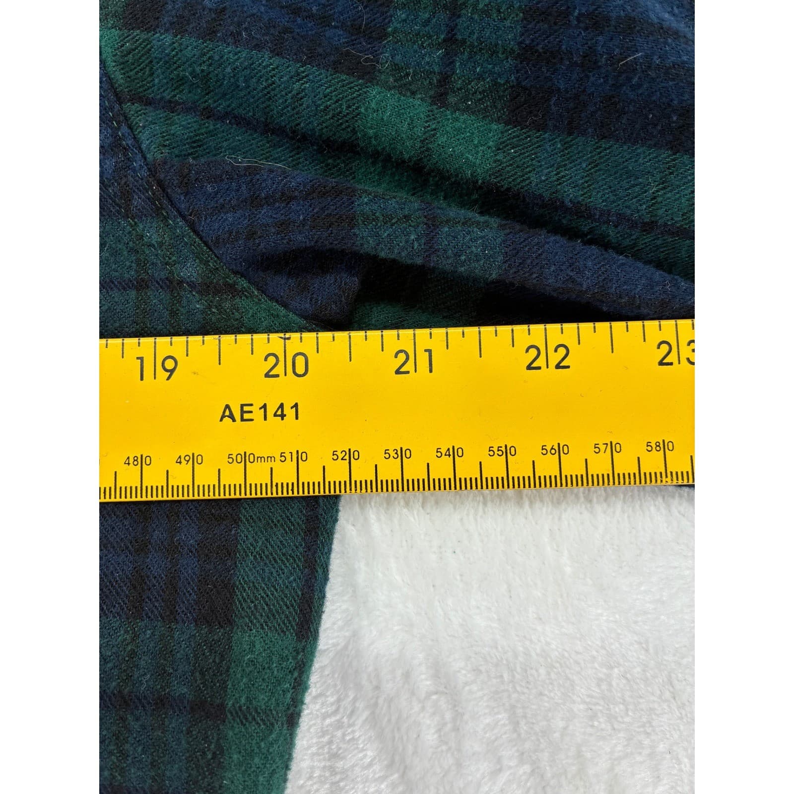 L.L. Bean Flannel Shirt Mens Medium Regular Shirt Green Blue Plaid Cotton - Thumbnail 5