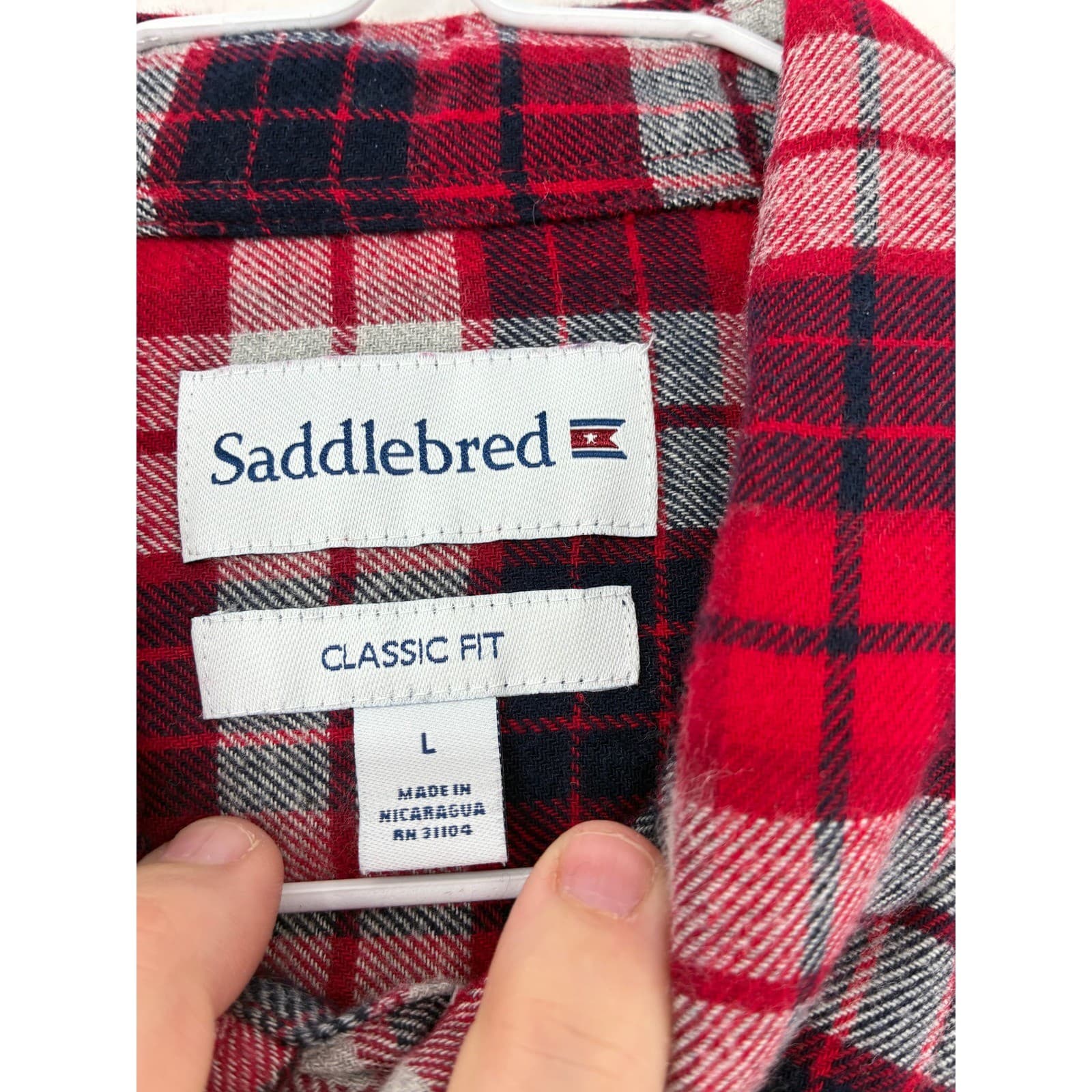 Saddlebred Shirt Mens L Button Down Red Plaid Long Sleeve Classic Fit Flannel - Thumbnail 2