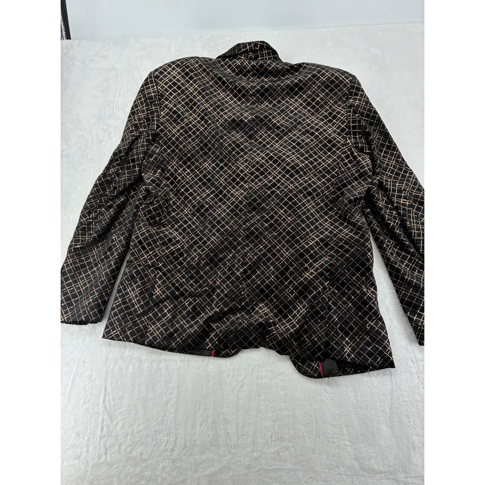 Blu Martini Blazer Womens L Blazer Black Gold Glitter Grid Sparkle Evening - Thumbnail 7