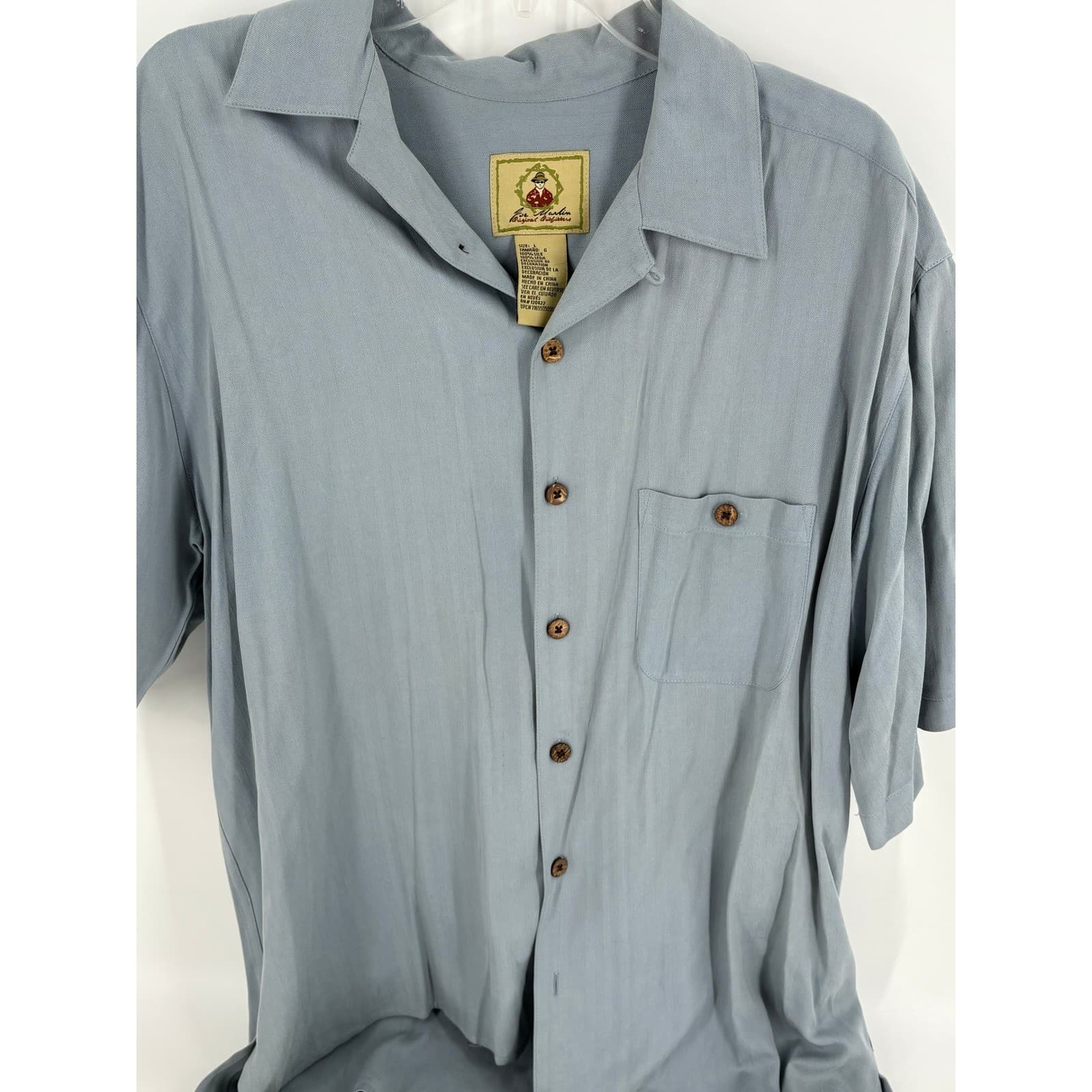 Joe Martin Cocktail Isle Blue Moon Lagoon Silk Shirt Mens Large Camp - Thumbnail 5