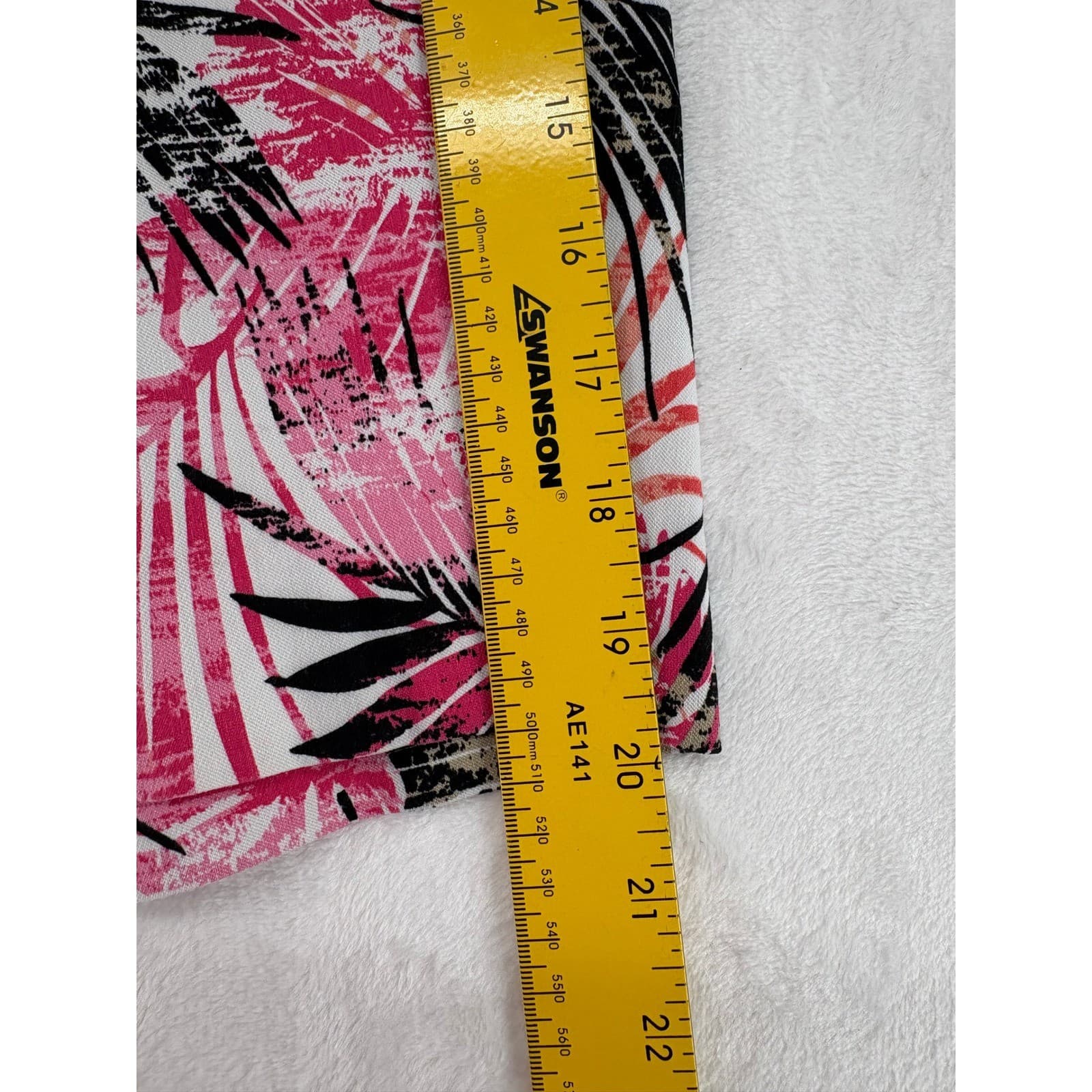 N Touch Bermuda Shorts Womens 10 Shorts Pink Tropical Palm Leaf Print Stretch - Thumbnail 4