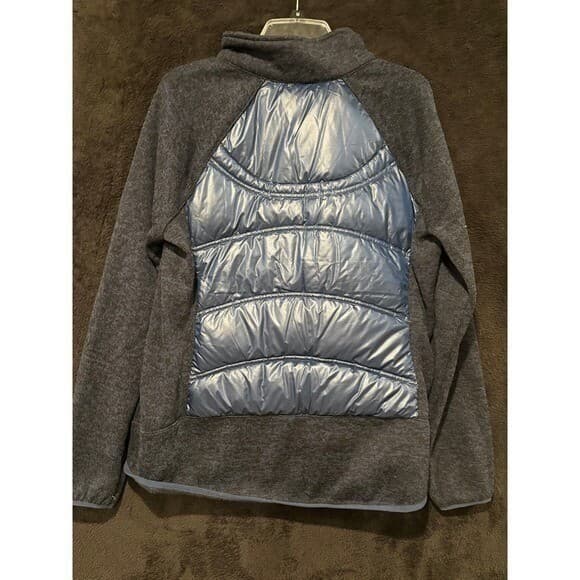 London Fog Jacket Womens L Blue Puffer Fleece Panels Full Zip Athletic Large - Thumbnail 5