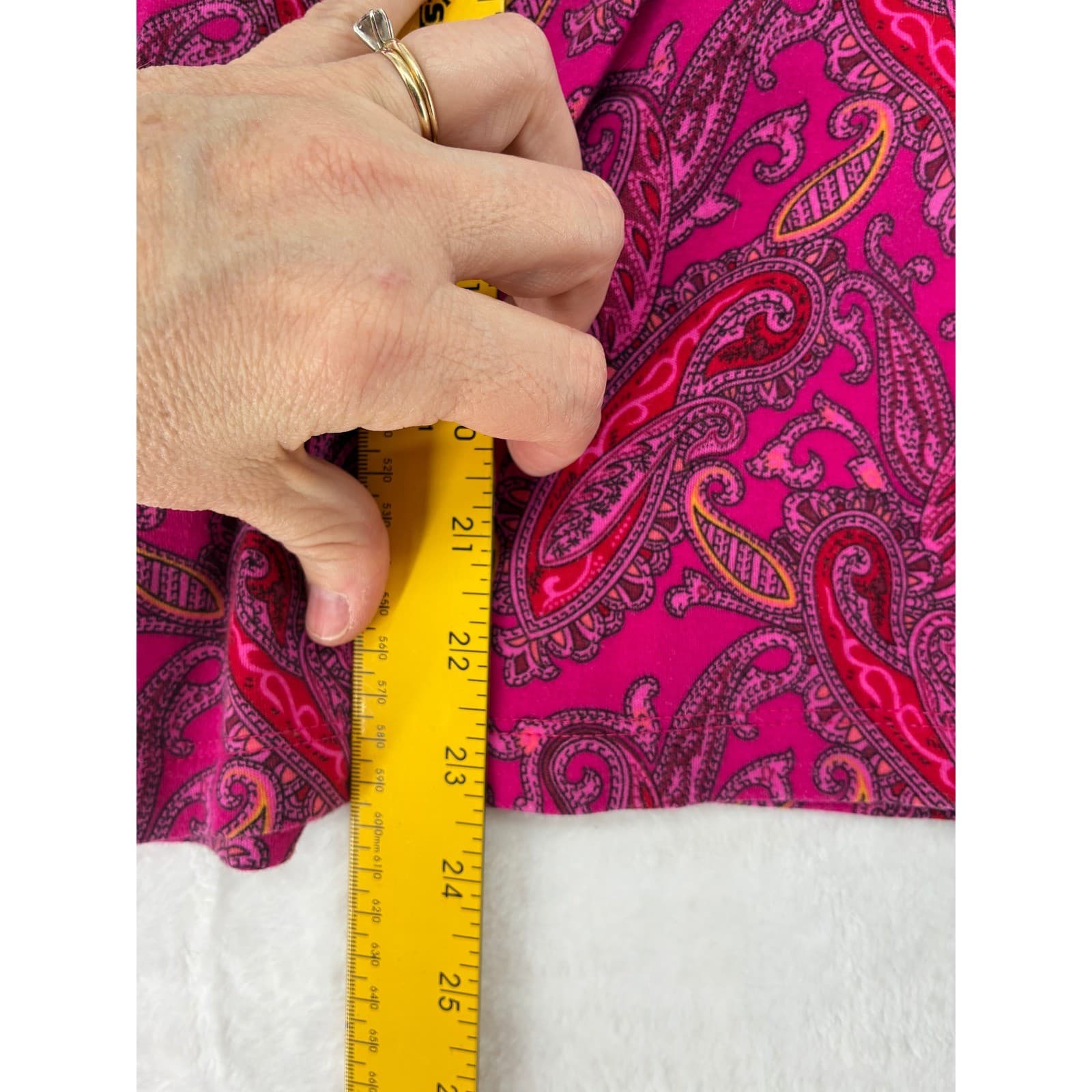 White Stag Top Womens S 4-6 3/4 Sleeve Fuchsia Pink Paisley Cotton WL49124P - Thumbnail 6