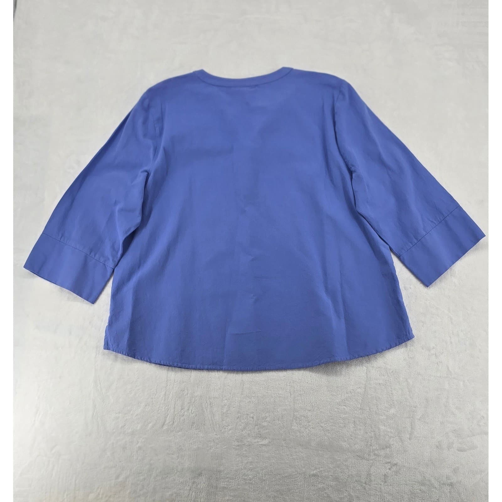 Appleseed's Blouse Womens PXL Henley Top Blue 100% Cotton 3/4 Sleeve Petite - Thumbnail 6