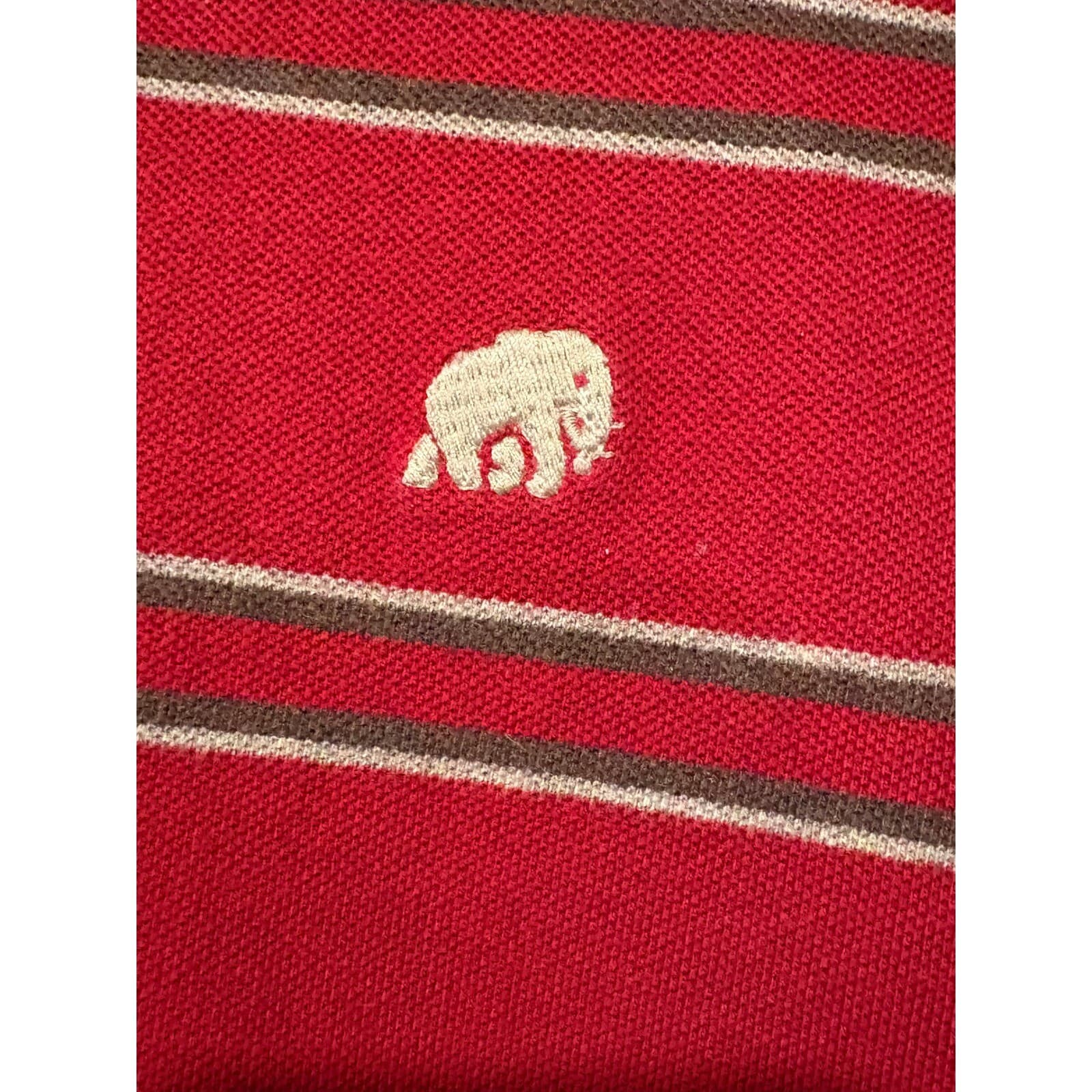 Banana Republic Striped Polo Shirt Long Sleeve Casual Red Elephant Logo M - Thumbnail 3