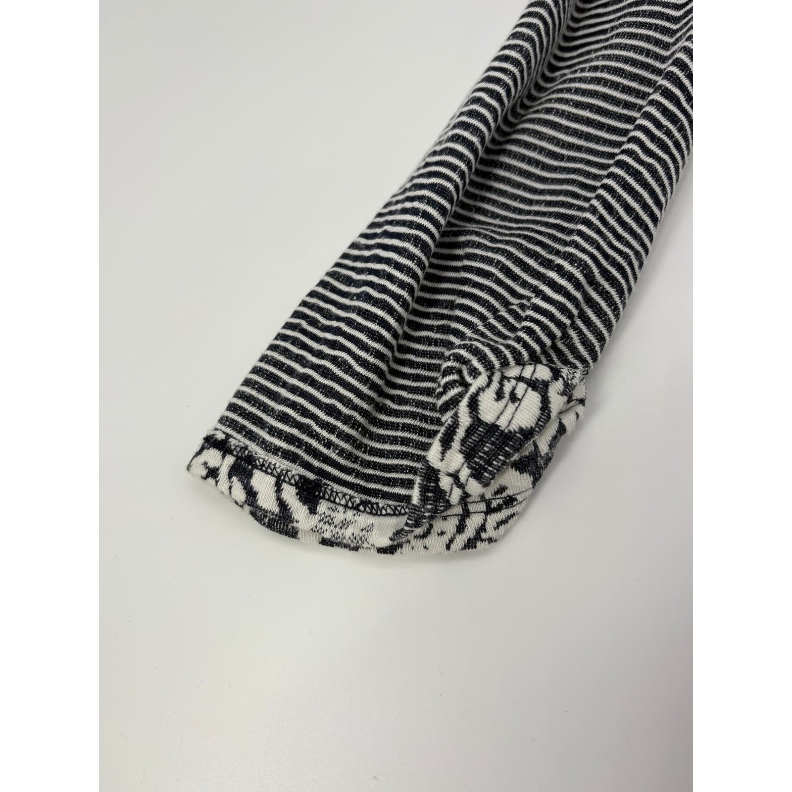 Chicos Women's Floral Stripe Pullover Top Size 3 Black & White Long Sleeve - Thumbnail 4