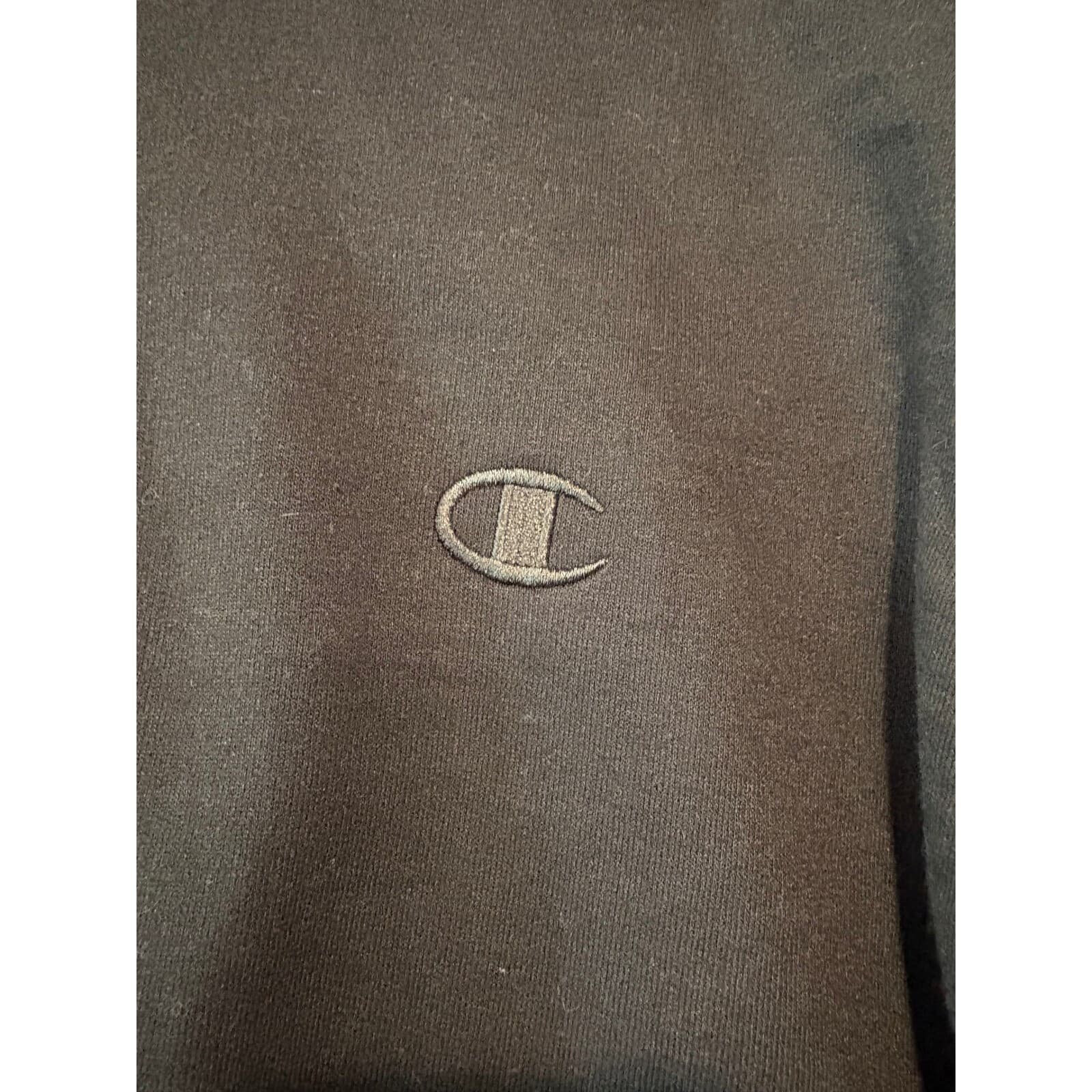 Champion Crew Neck Sweatshirt Pullover Minimalist Logo Black Mens Size M - Thumbnail 4