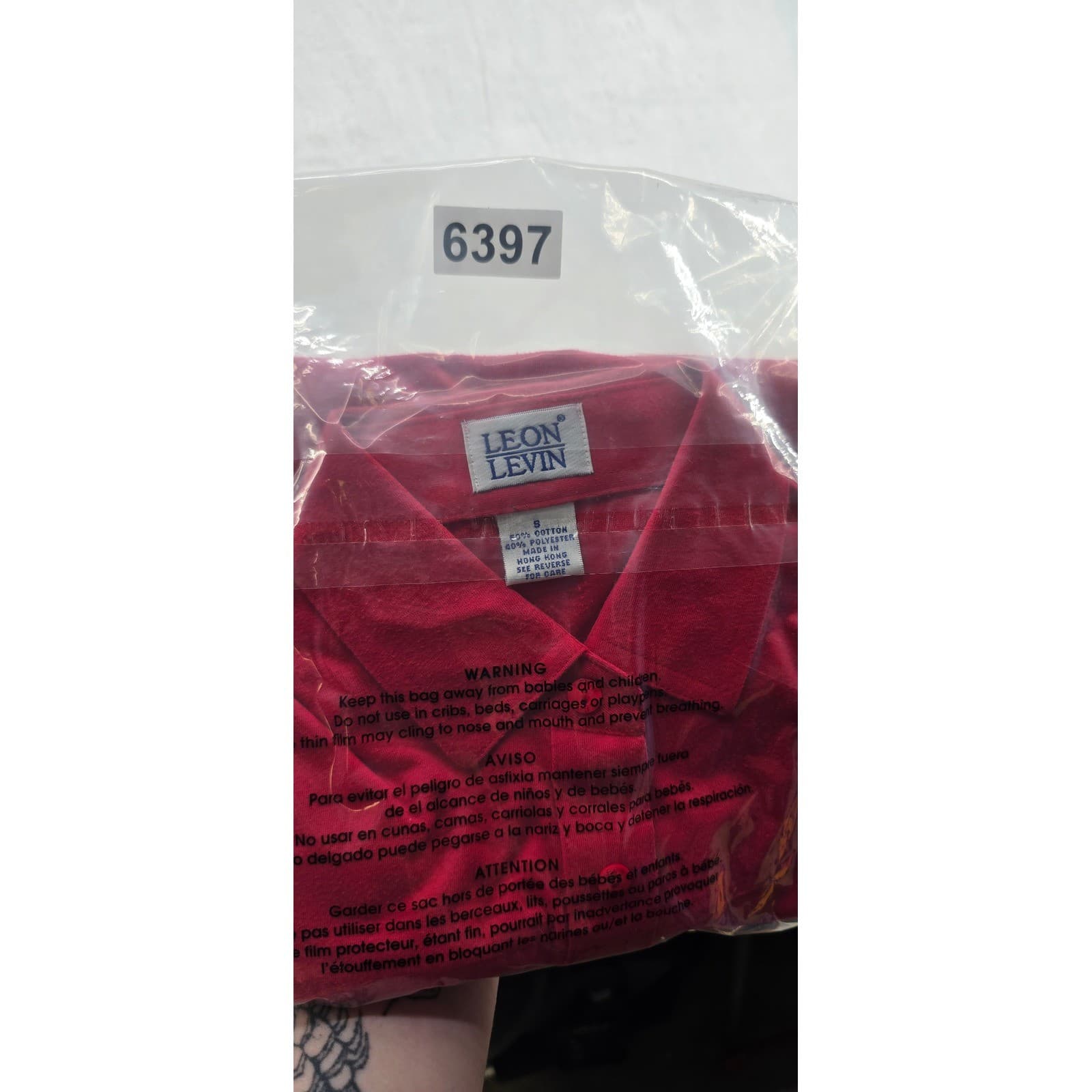 Leon Levin Polo Womens S Long Sleeve Shirt Red Cotton Blend Solid Button 6397 - Thumbnail 6