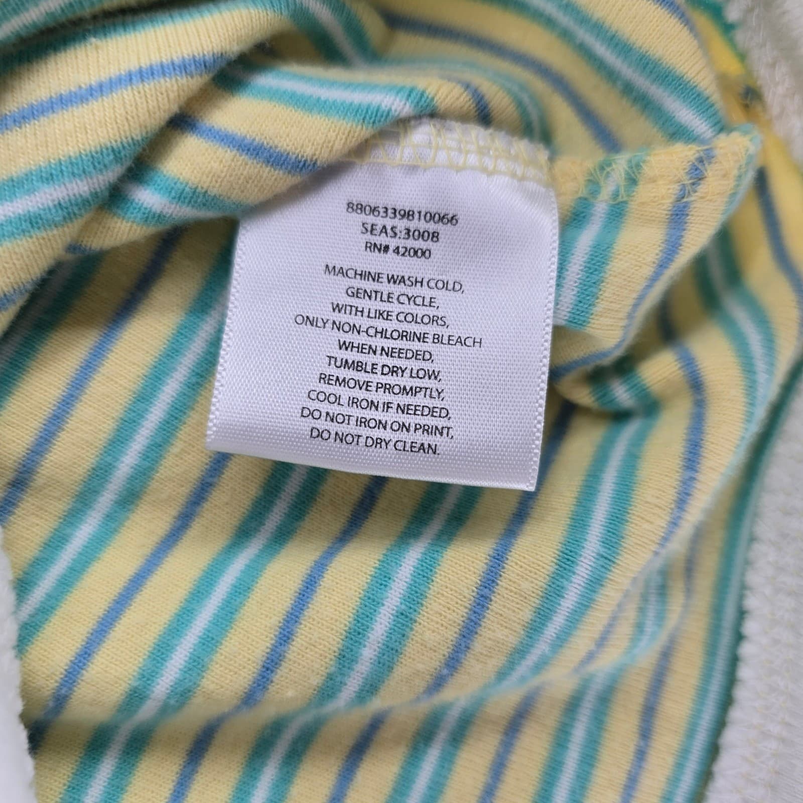 Basic Editions Henley Top Womens S Shirt Yellow Striped Short Sleeve Cotton - Thumbnail 3