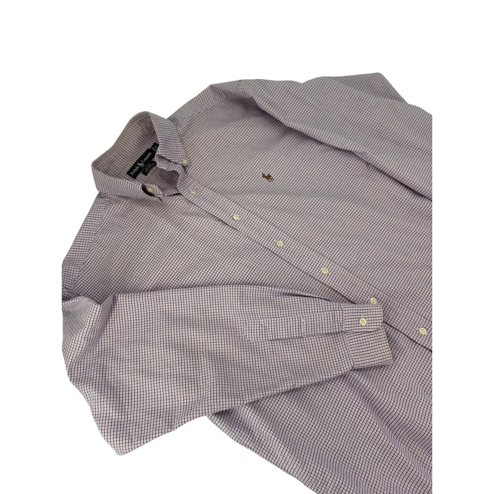 Ralph Lauren Blake Mens M Button Down Shirt Purple Check Long Sleeve Cotton