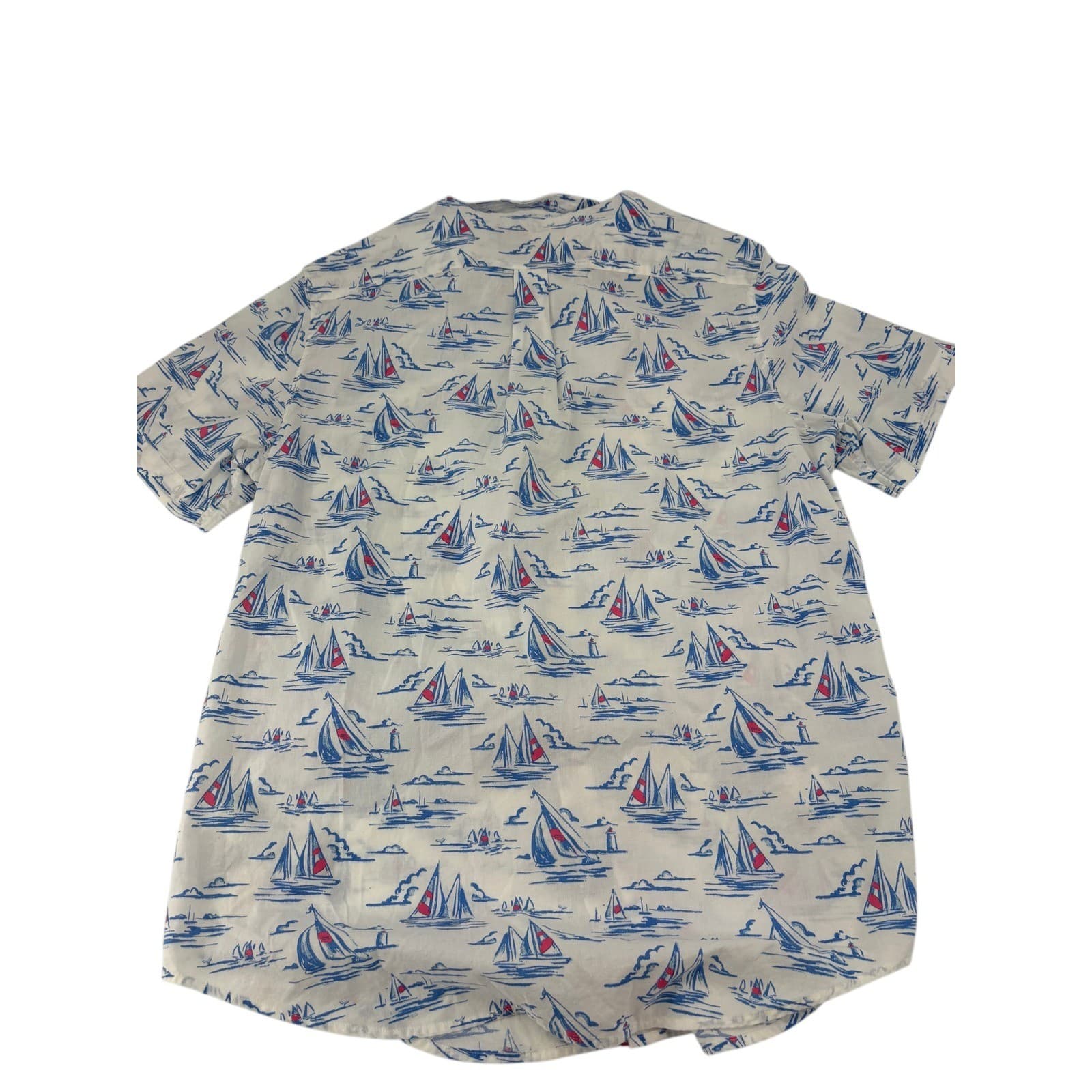 Vineyard Vines Whale Shirt Mens Medium Button Front White Blue Sailboat Print - Thumbnail 6
