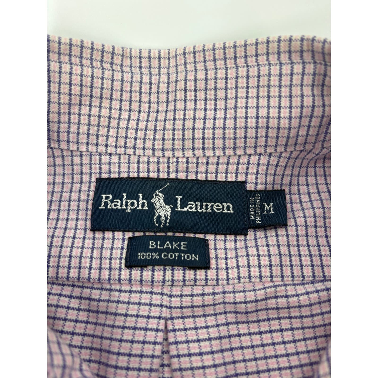 Ralph Lauren Blake Mens M Button Down Shirt Purple Check Long Sleeve Cotton - Thumbnail 2