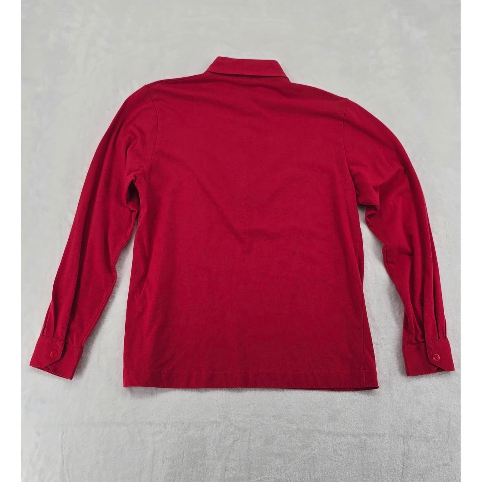 Leon Levin Polo Womens S Long Sleeve Shirt Red Cotton Blend Solid Button 6397 - Thumbnail 5