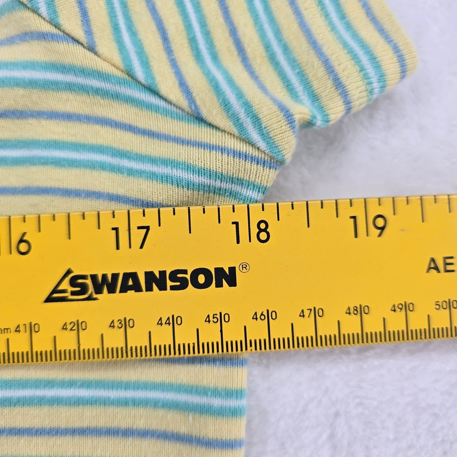 Basic Editions Henley Top Womens S Shirt Yellow Striped Short Sleeve Cotton - Thumbnail 4