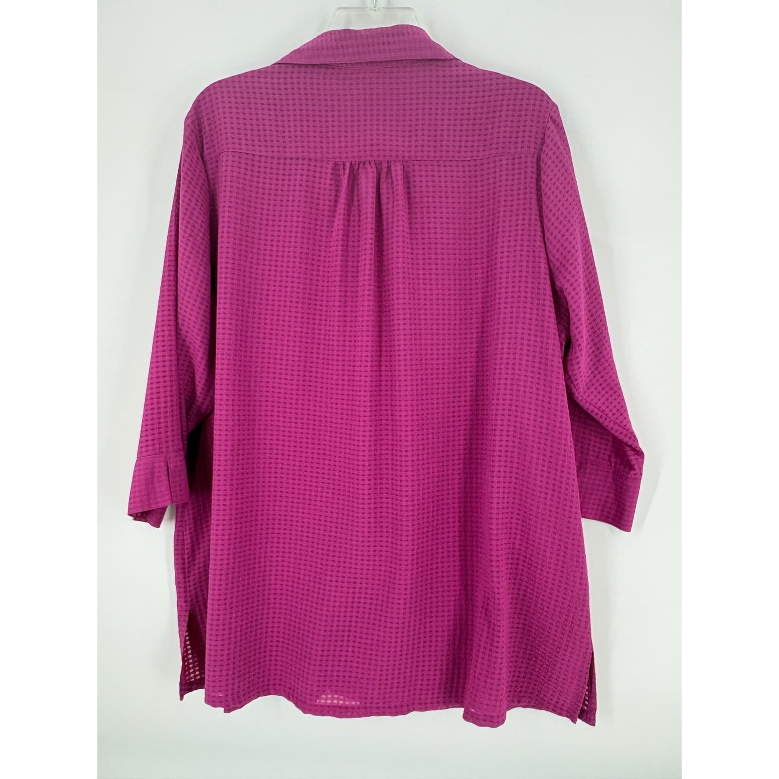 Bon Worth Womens Top Medium Purple Button Down 3/4 Sleeve Tunic Blouse - Thumbnail 3