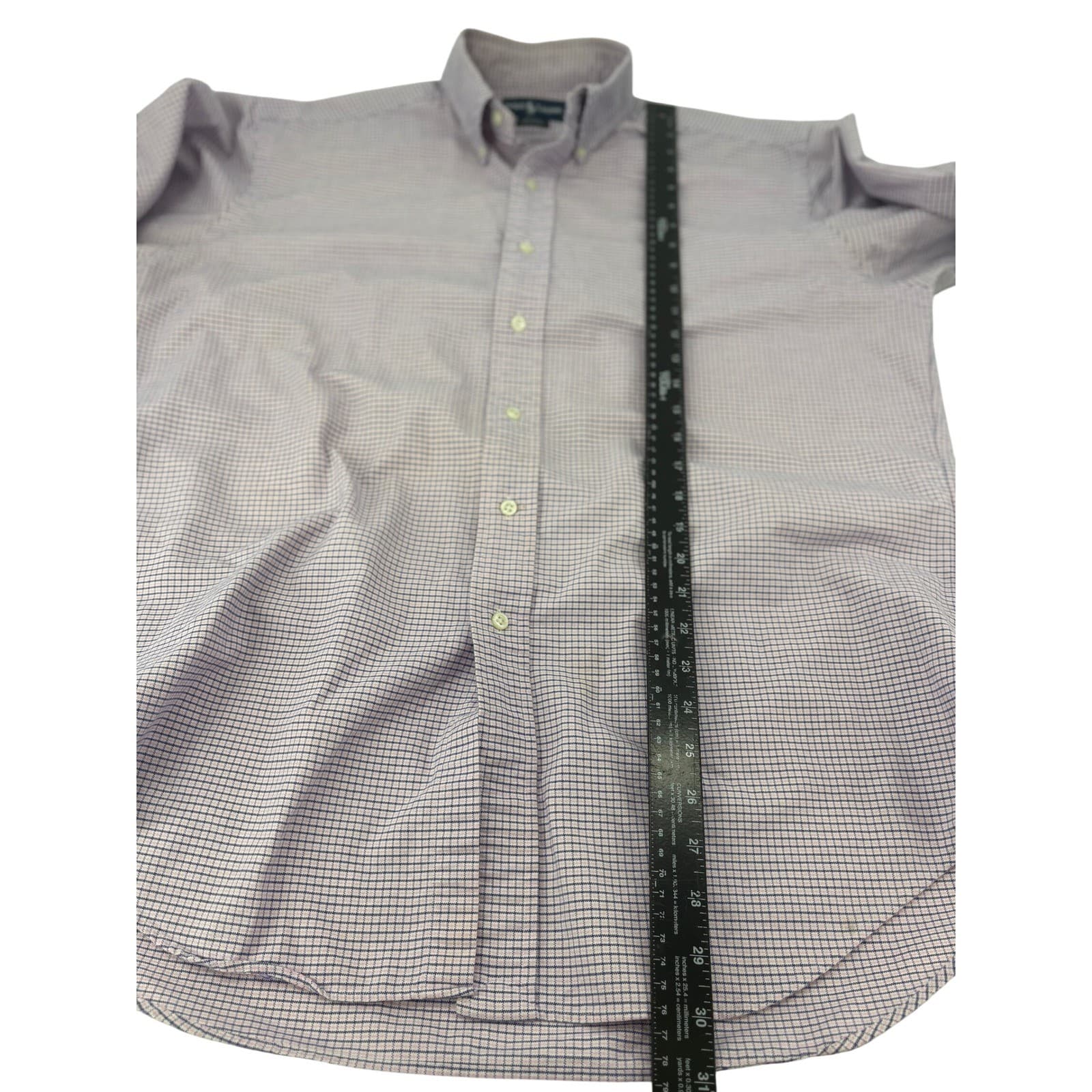 Ralph Lauren Blake Mens M Button Down Shirt Purple Check Long Sleeve Cotton - Thumbnail 5