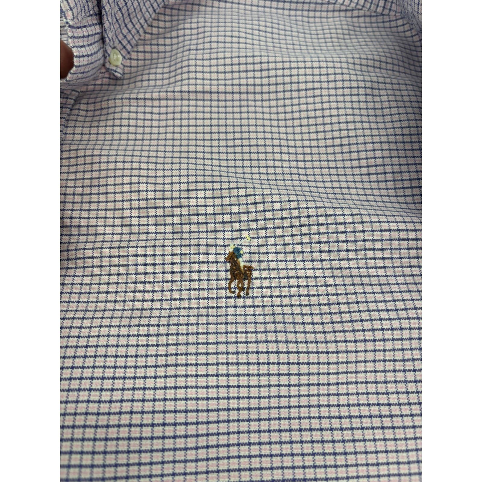 Ralph Lauren Blake Mens M Button Down Shirt Purple Check Long Sleeve Cotton - Thumbnail 3