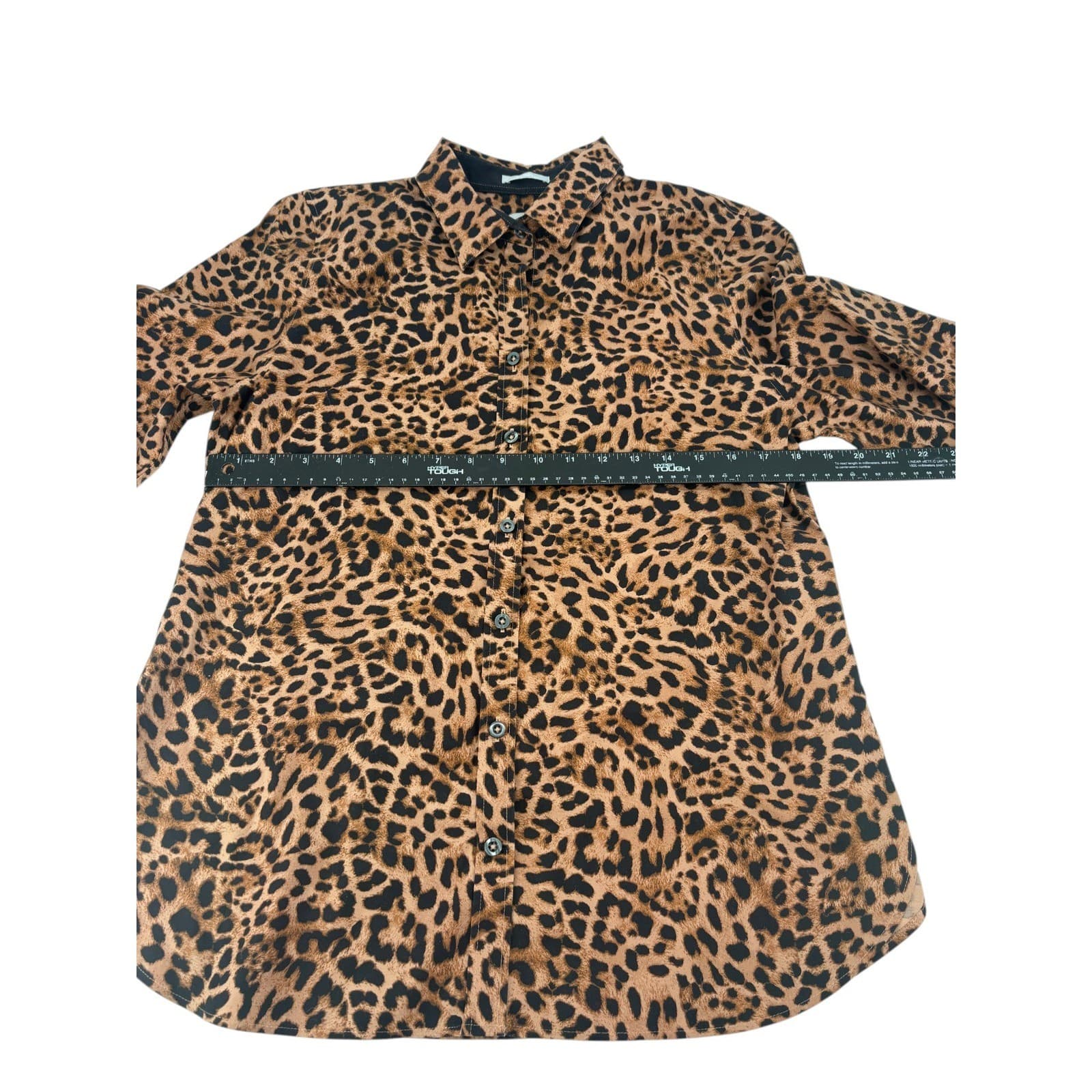 Chico's Button Down Womens 1 Shirt Leopard No-Iron Chic Stretch Brown - Thumbnail 4