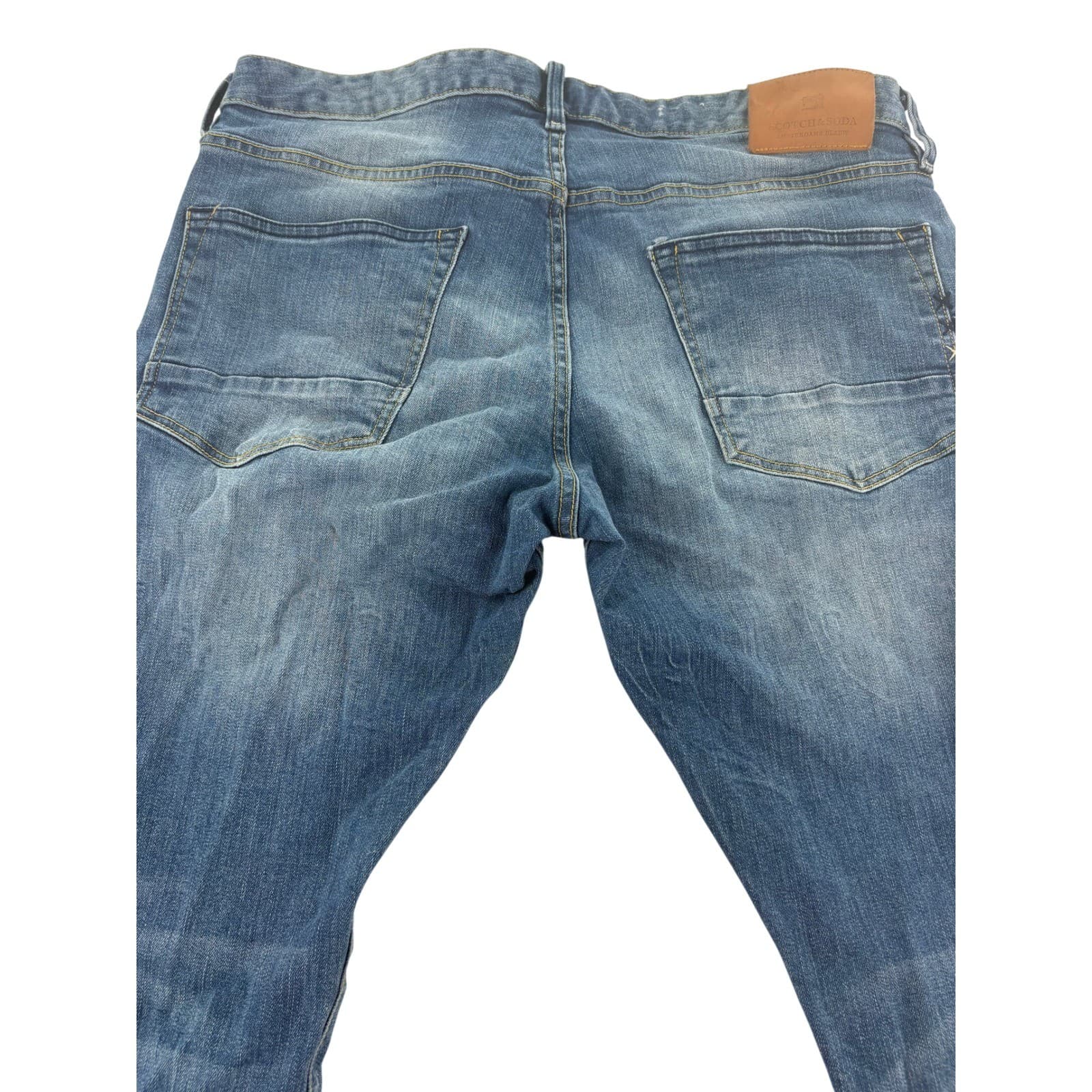 Scotch & Soda Ralston Mens 34 Jeans Blue Regular Slim Fit Amsterdams Blauw Denim - Thumbnail 3