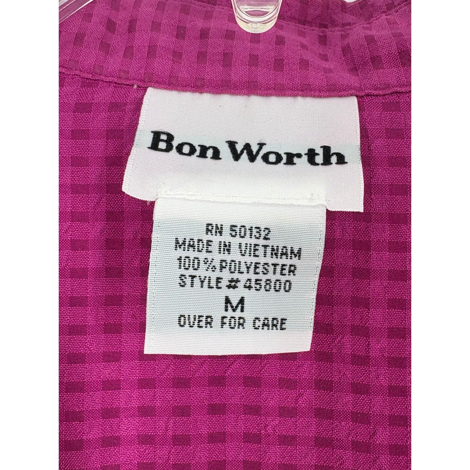 Bon Worth Womens Top Medium Purple Button Down 3/4 Sleeve Tunic Blouse - Thumbnail 2