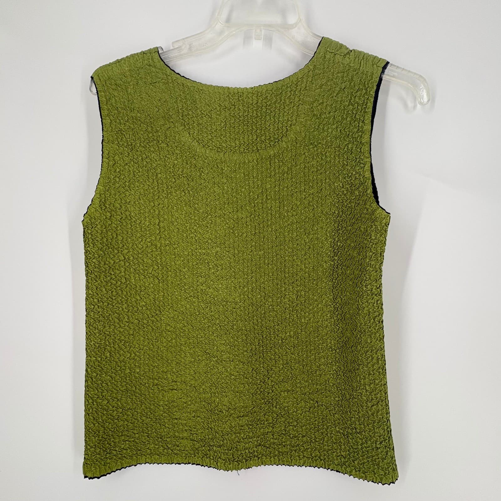 Choices Womens Sleeveless Tank Top Green/Black Textured Reversible Medium - Thumbnail 3