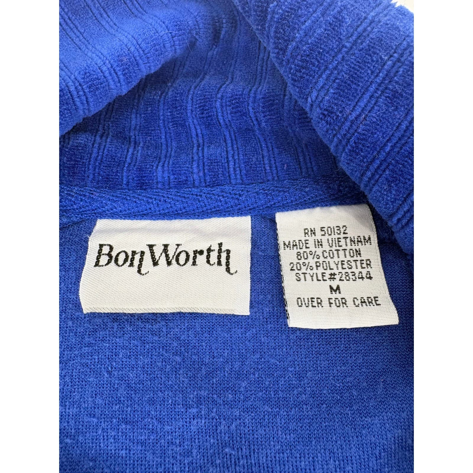 BonWorth Royal Blue Corduroy Full Zip Jacket Women's Medium Collared - Thumbnail 3