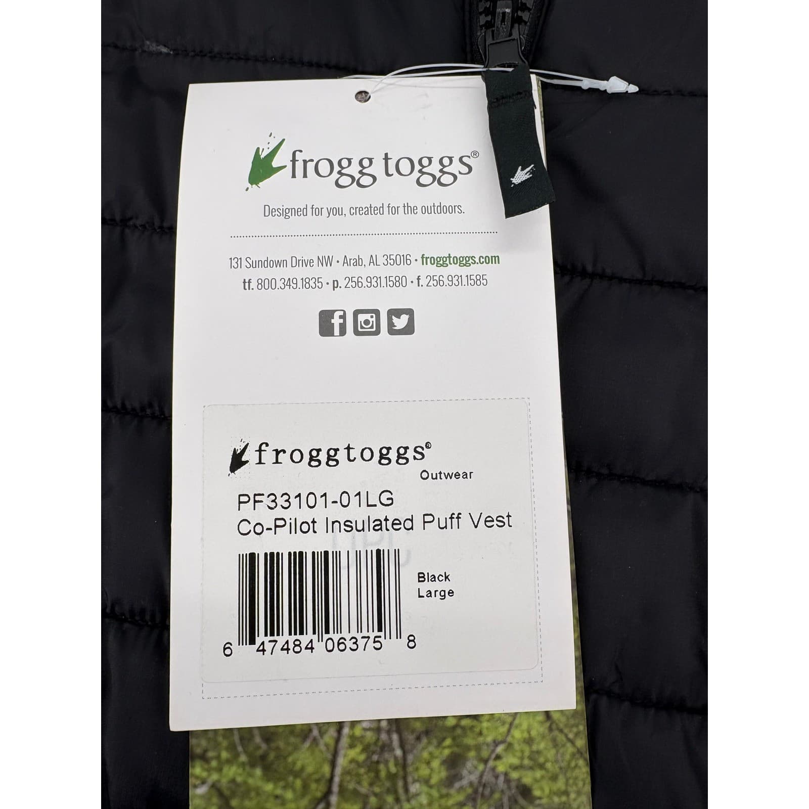 Frogg Toggs Co-Pilot Mens Large Puff Vest Black Insulated Nylon PF33101-01LG - Thumbnail 7