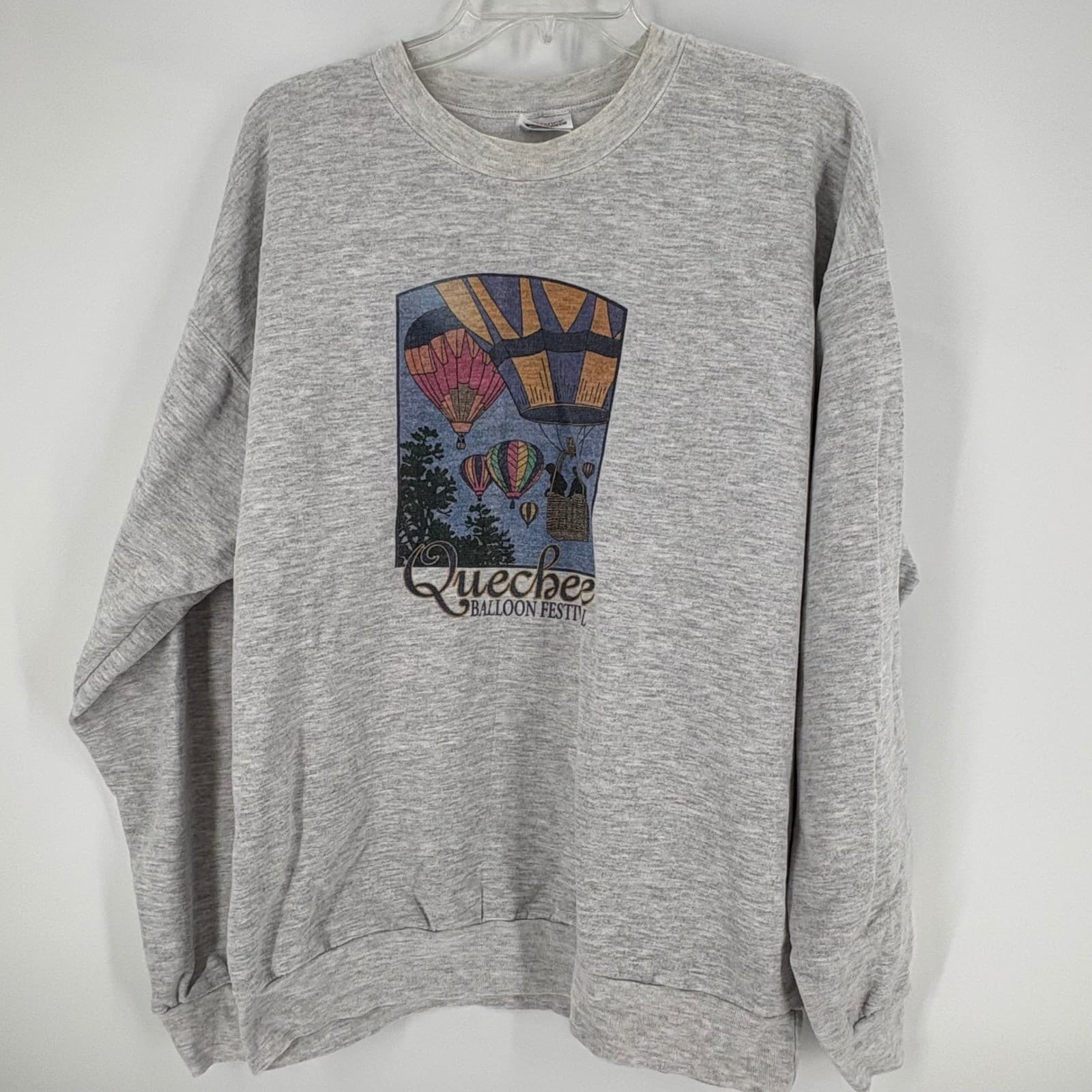 Vintage Quebec Balloon Festival Sweatshirt Hanes Comfortblend Gray Adult Large