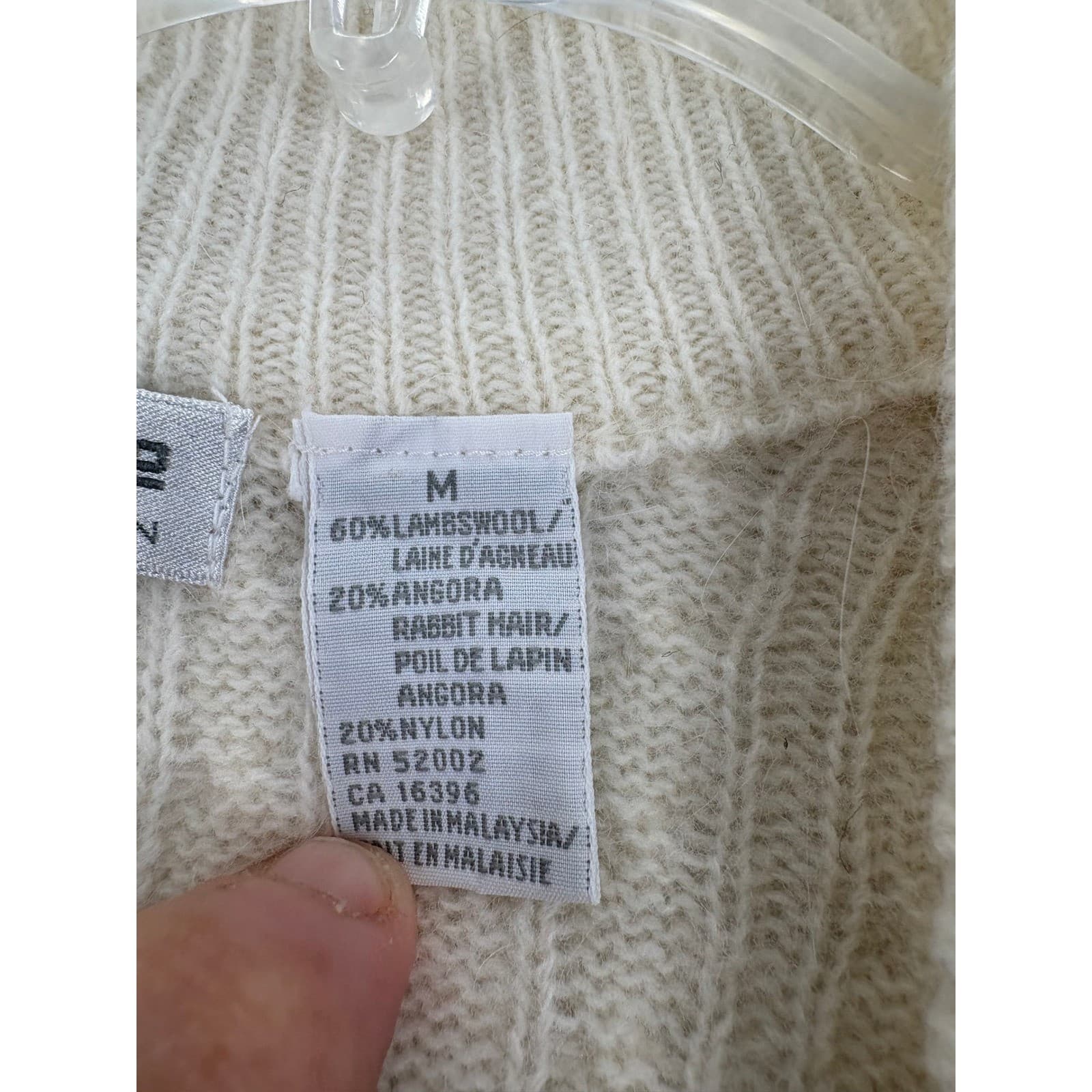 Liz Claiborne Cardigan Womens M Sweater Ivory Cable Knit Angora Wool Longline - Thumbnail 3