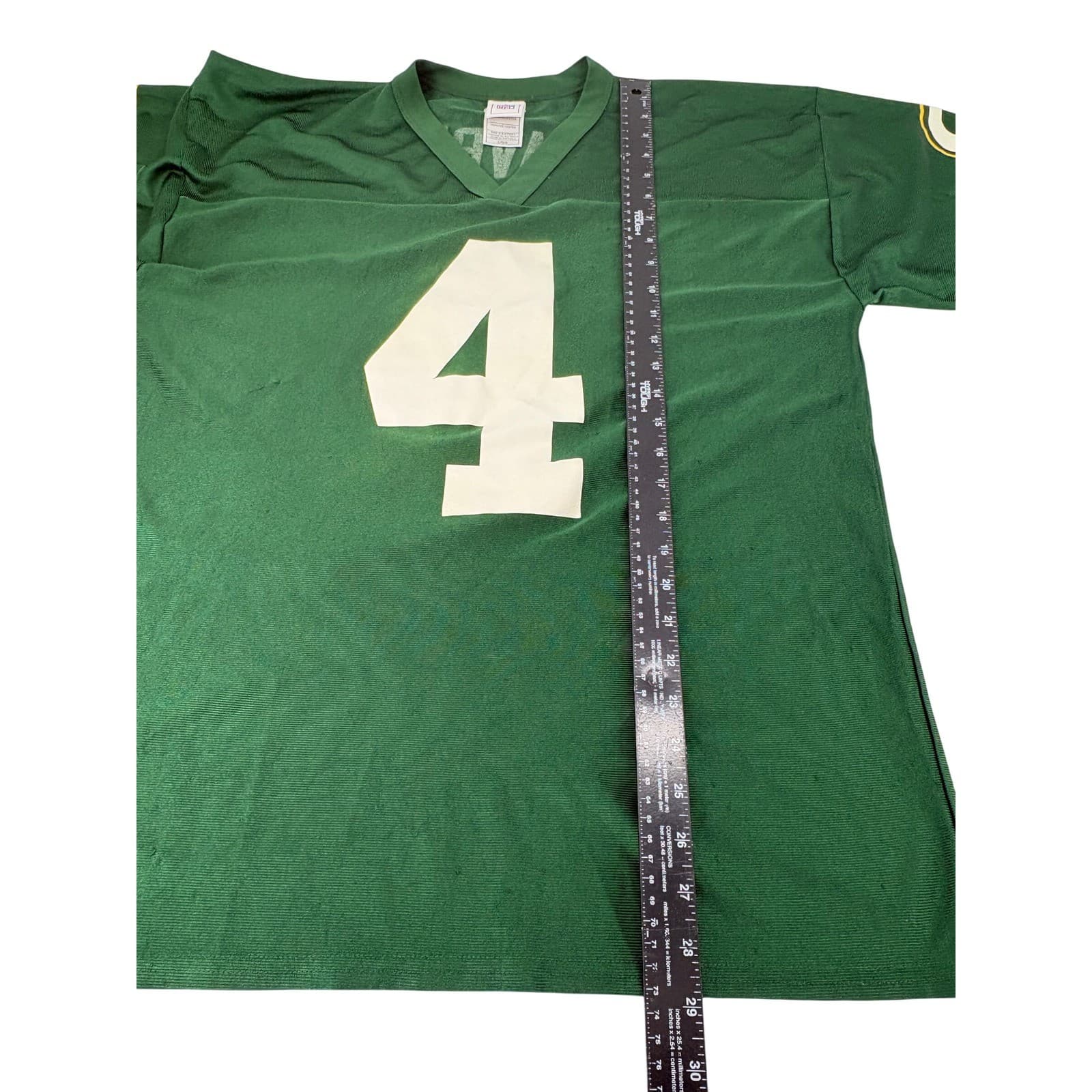 NFL Green Bay Packers Mens Large Jersey Green Brett Favre 4 Football V-Neck - Thumbnail 3