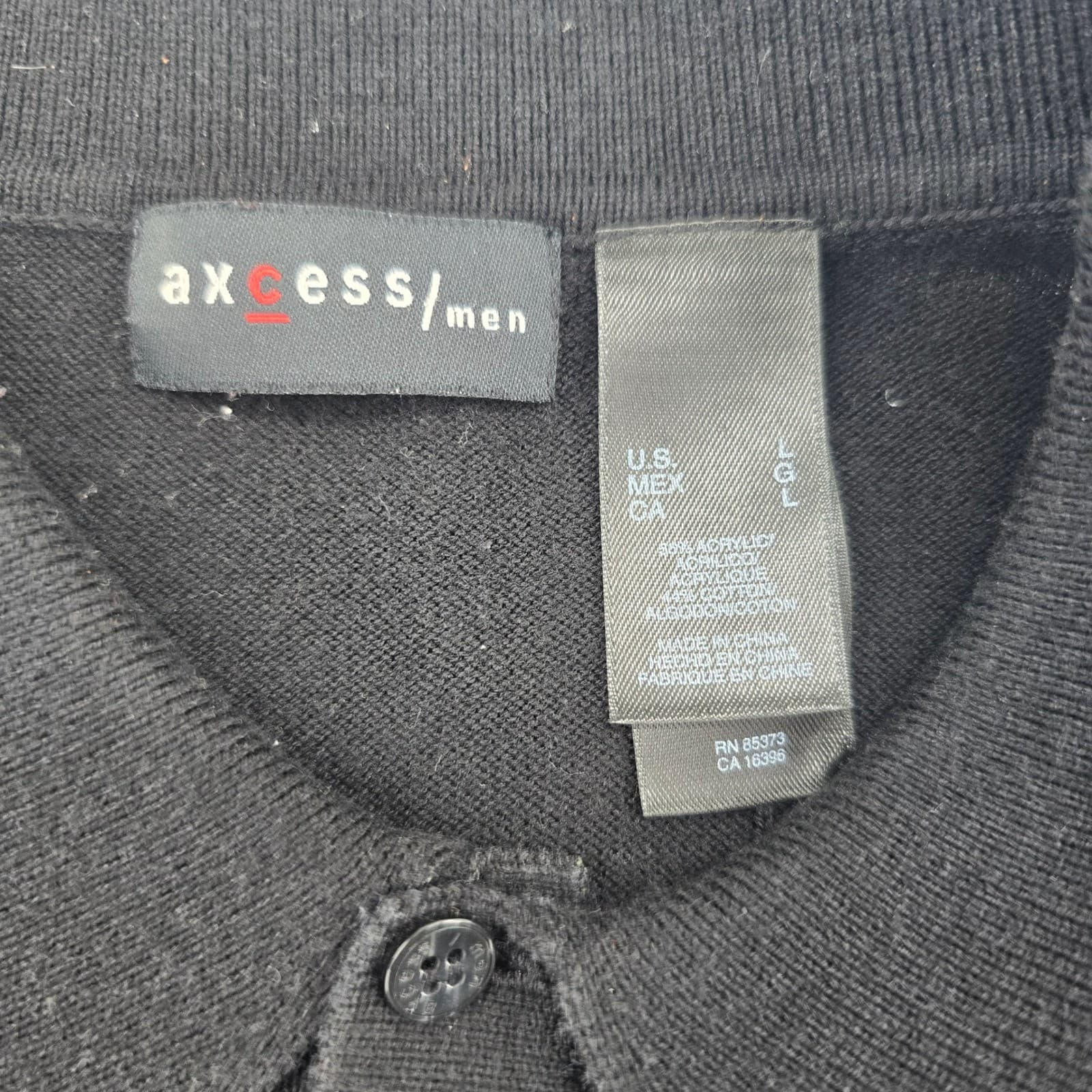 Axcess Sweater Mens Large Polo Shirt Black Striped Long Sleeve Knit Cotton - Thumbnail 2