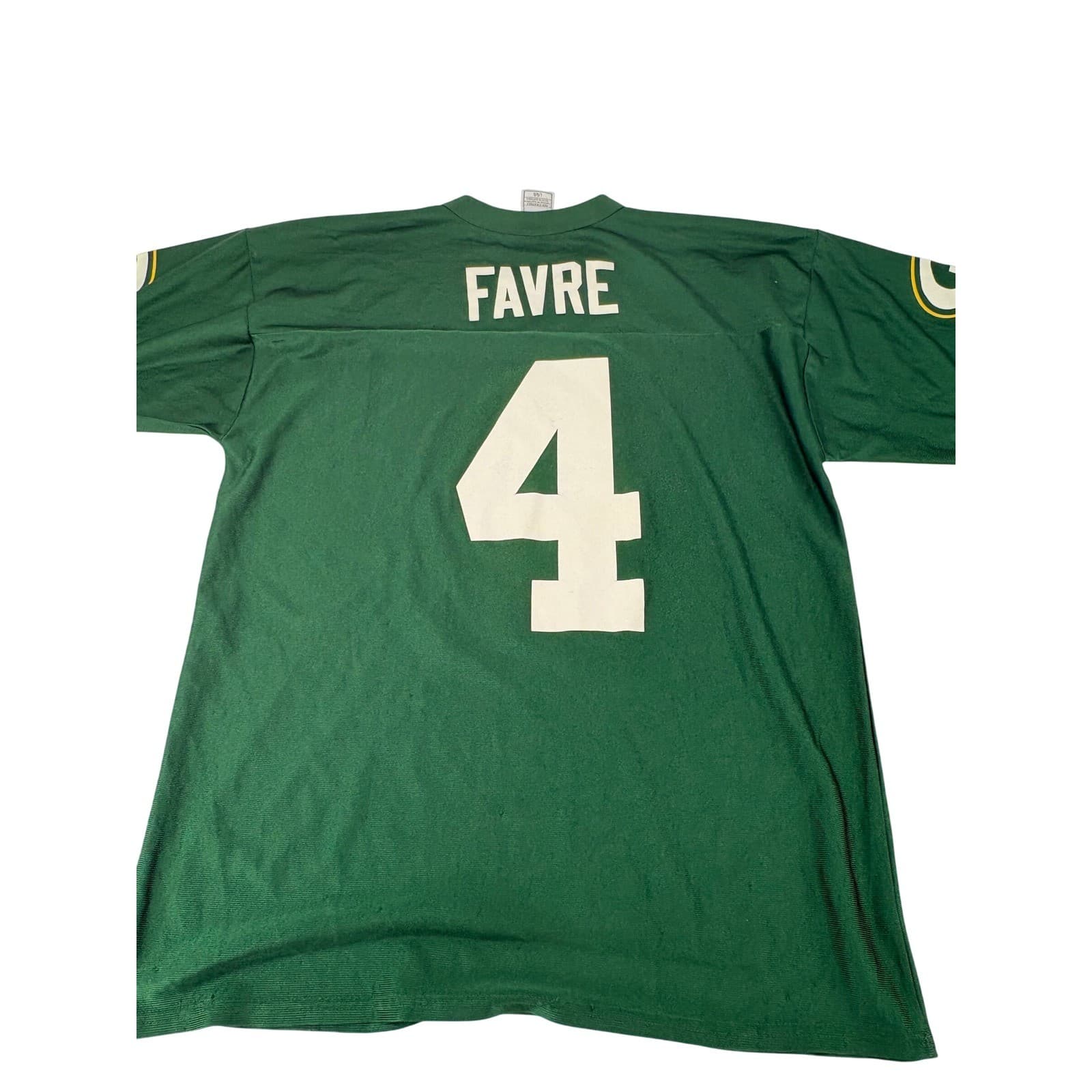 NFL Green Bay Packers Mens Large Jersey Green Brett Favre 4 Football V-Neck - Thumbnail 5