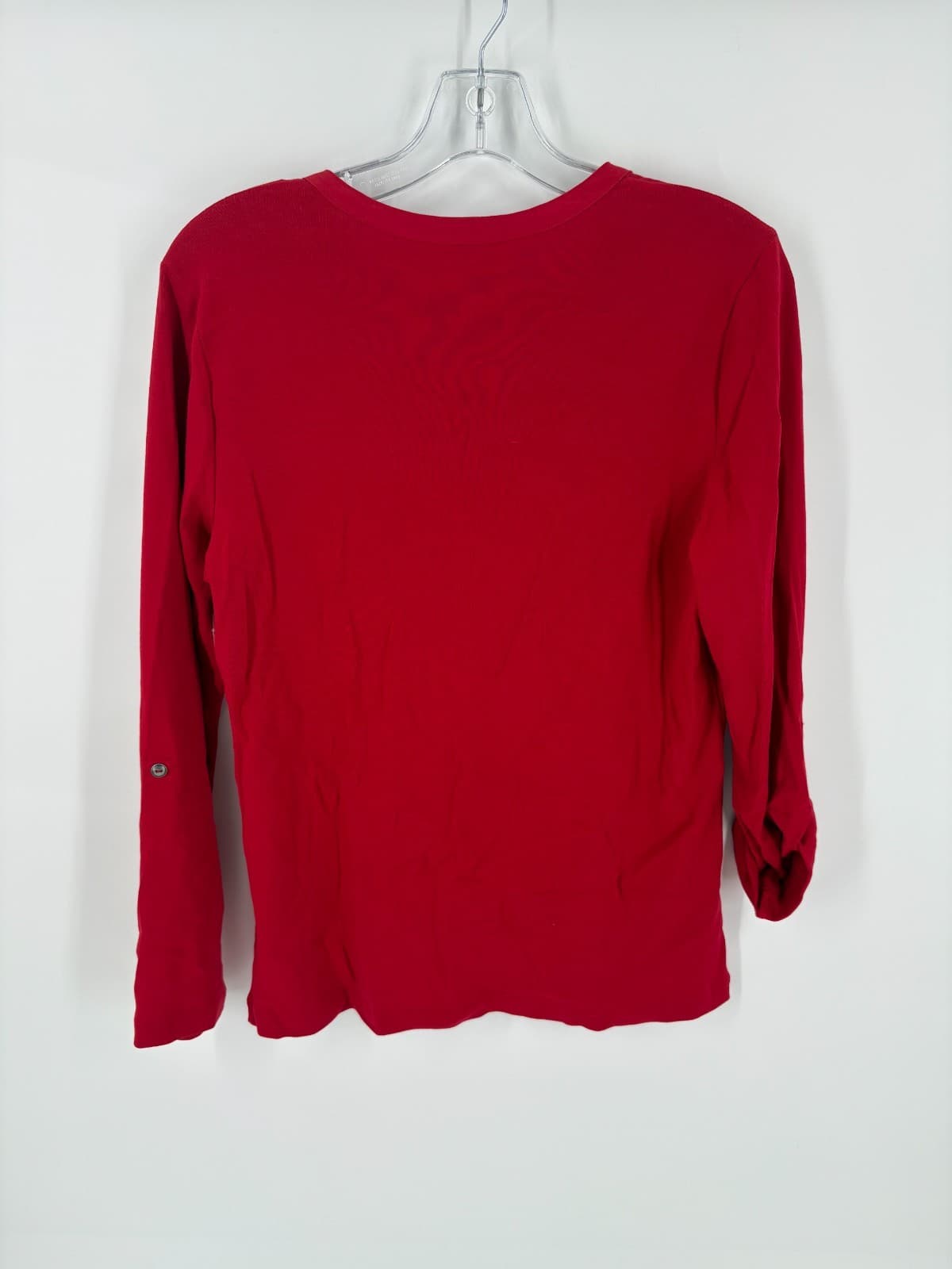 Kim Rogers NWT Red Henley Shirt Size M Long Sleeve 100% Cotton - Thumbnail 3