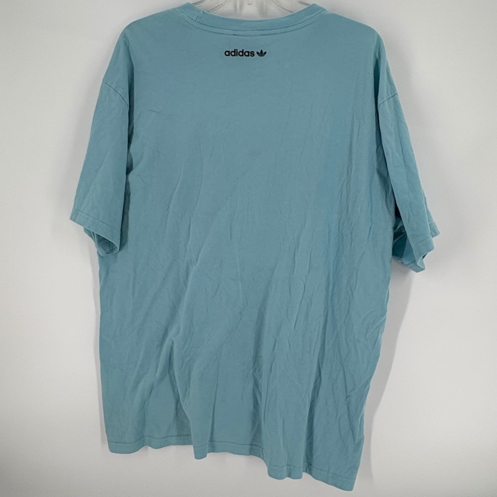 Adidas Womens XL Blue T Shirt Colorful Logo Short Sleeve Casual Top - Thumbnail 2