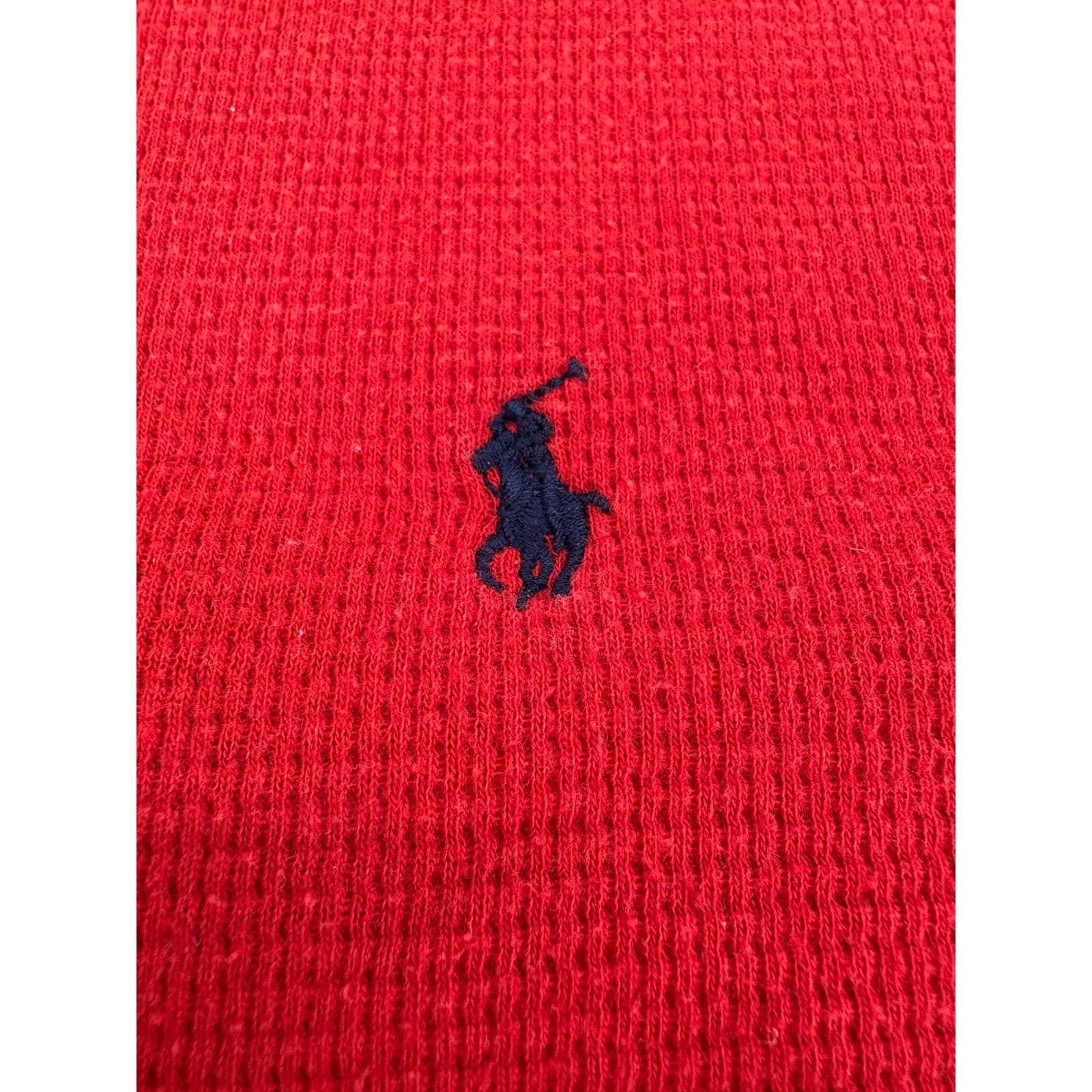 Polo Ralph Lauren Mens Red Waffle Knit Long Sleeve Crew Neck T Shirt XL - Thumbnail 5