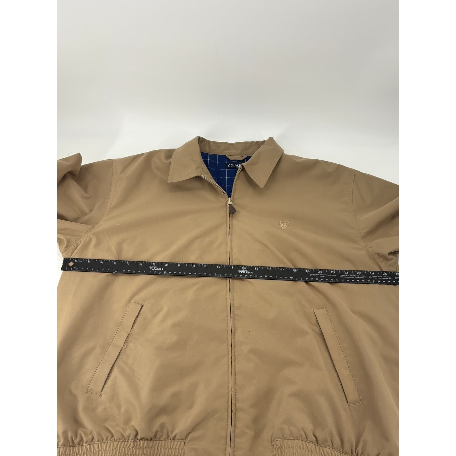 Chaps Harrington Jacket Mens XL Full Zip Tan Beige Plaid Lined Windbreaker Coat - Thumbnail 5